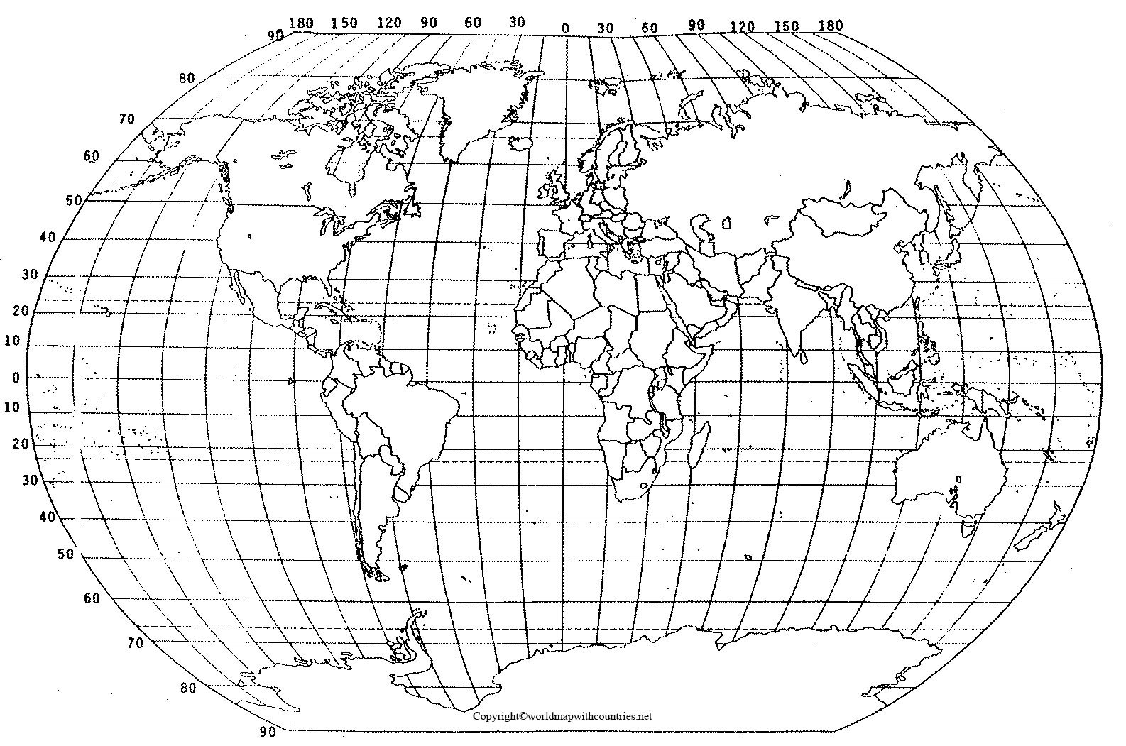 World Map Latitude And Longitude Printable
