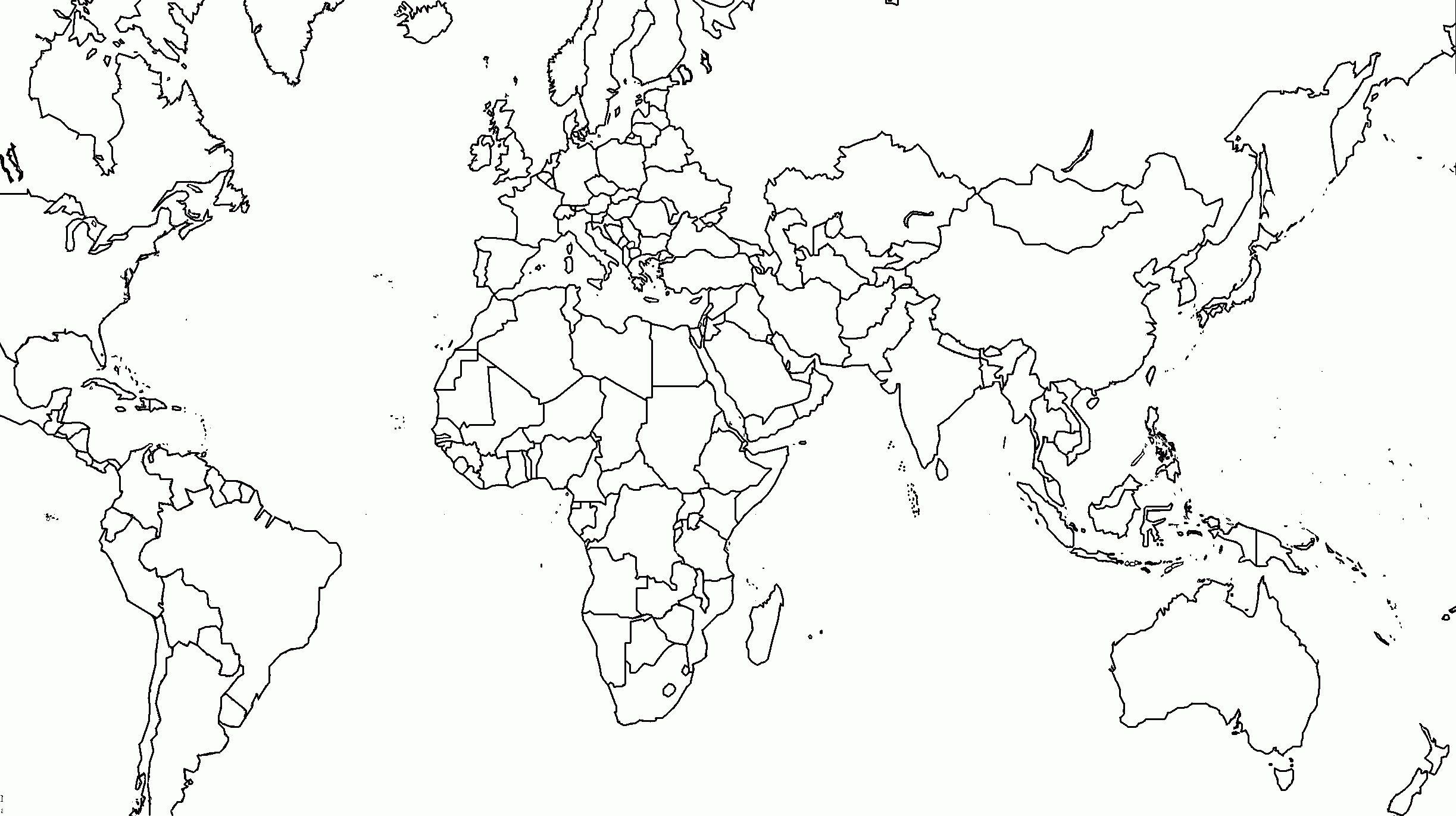 blank printable map of the world