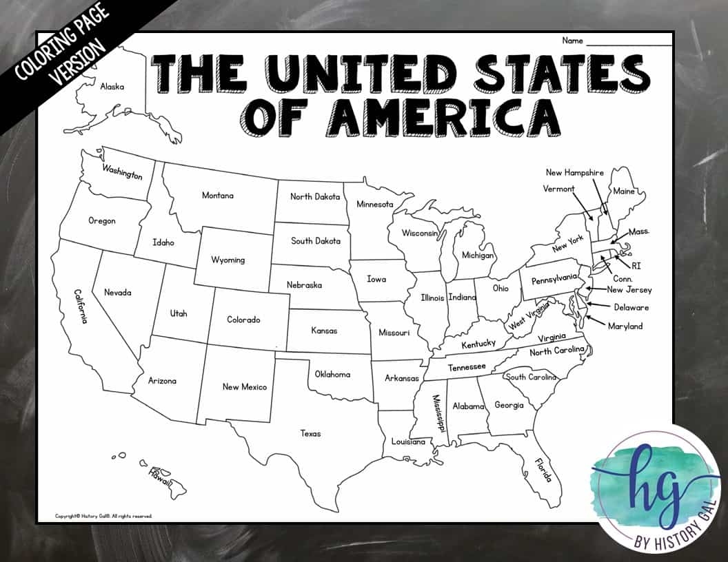 printable us states and capitals map