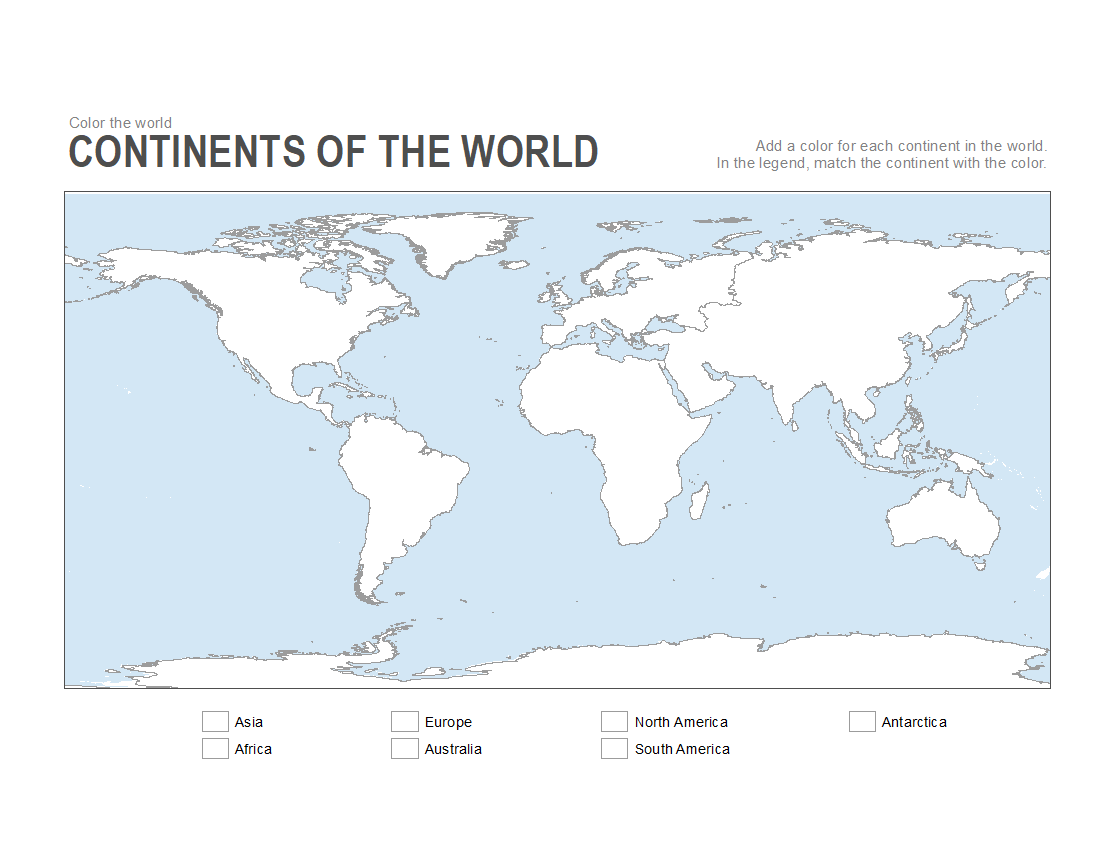 printable map of continents and oceans