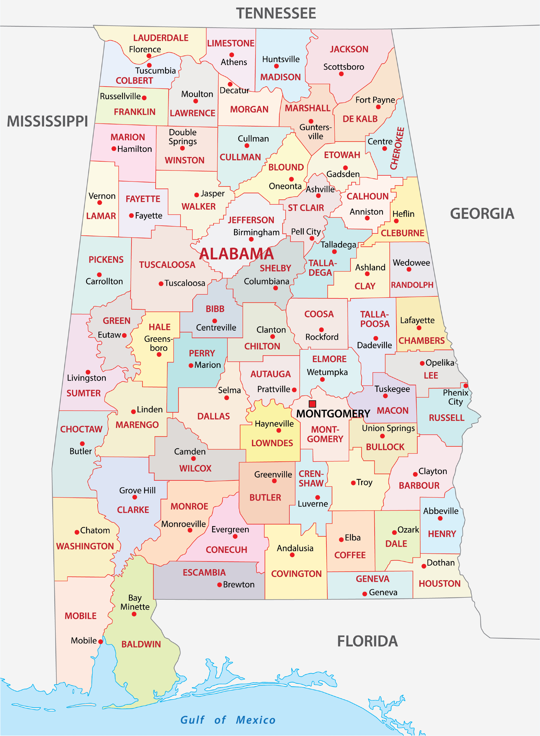 Alabama Counties Map Mappr