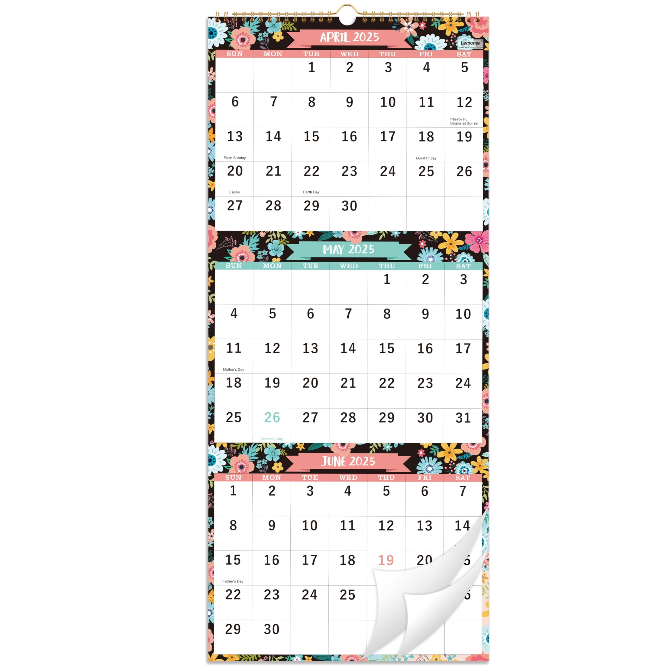 Amazon Calendar 2025 2026 May 2025 Jun 2026 3 Month Display Wall Calendar Folded In One Month 11 3 X 26 when Opened Vertical Calendar Office Products