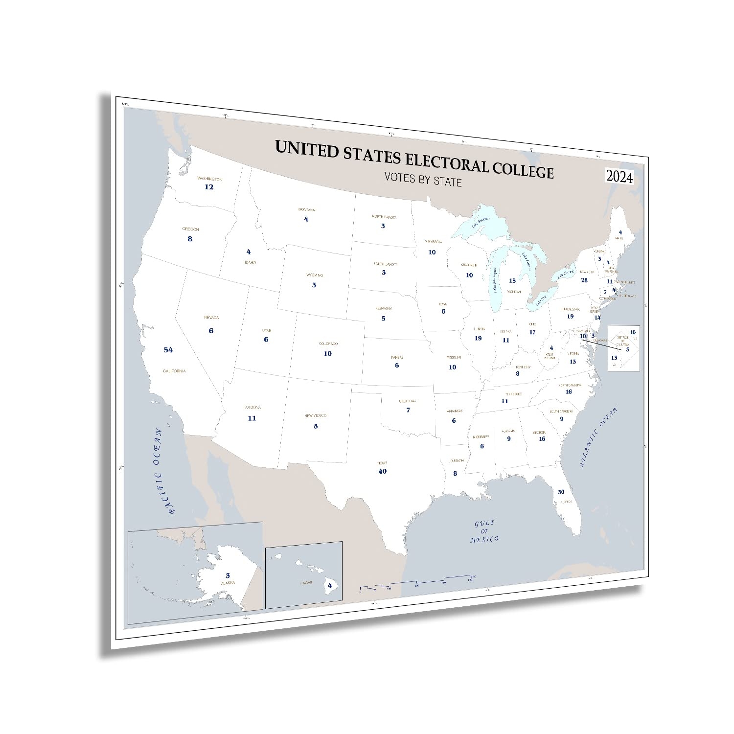 Amazon HISTORIX 2024 Electoral Map United States By State Map 24 X 30 Inch Presidential Election College Votes Poster Posters Prints