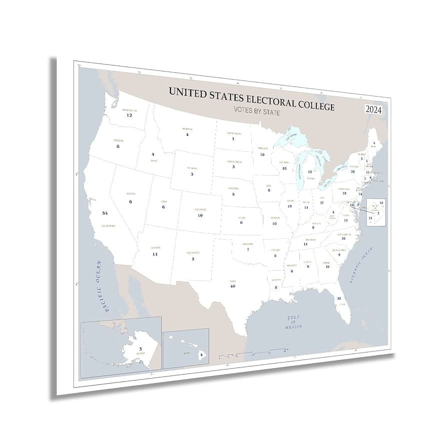 Amazon HISTORIX 2024 United States Electoral College Votes By State Map Presidential Election Electoral College Poster 18x24 Inch Posters Prints