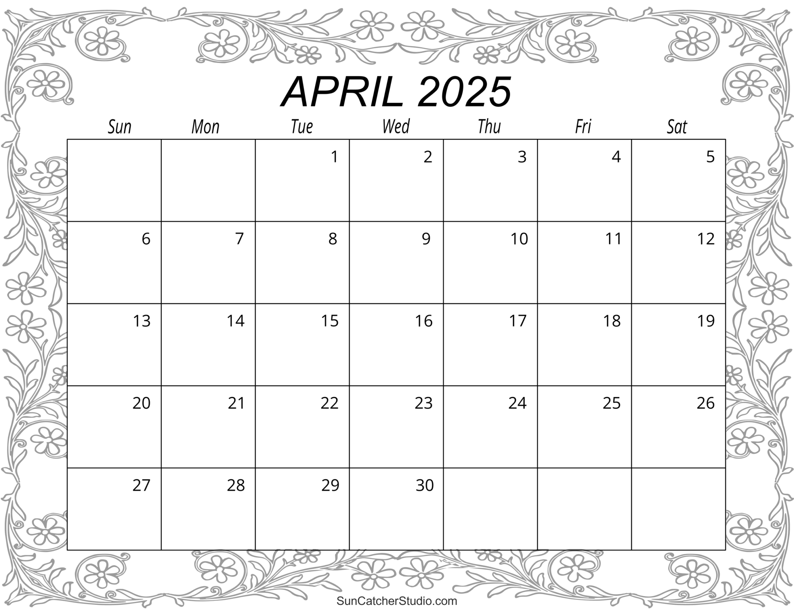 April 2025 Calendar Free Printable Free Printables Monograms Design Tools Patterns DIY Projects