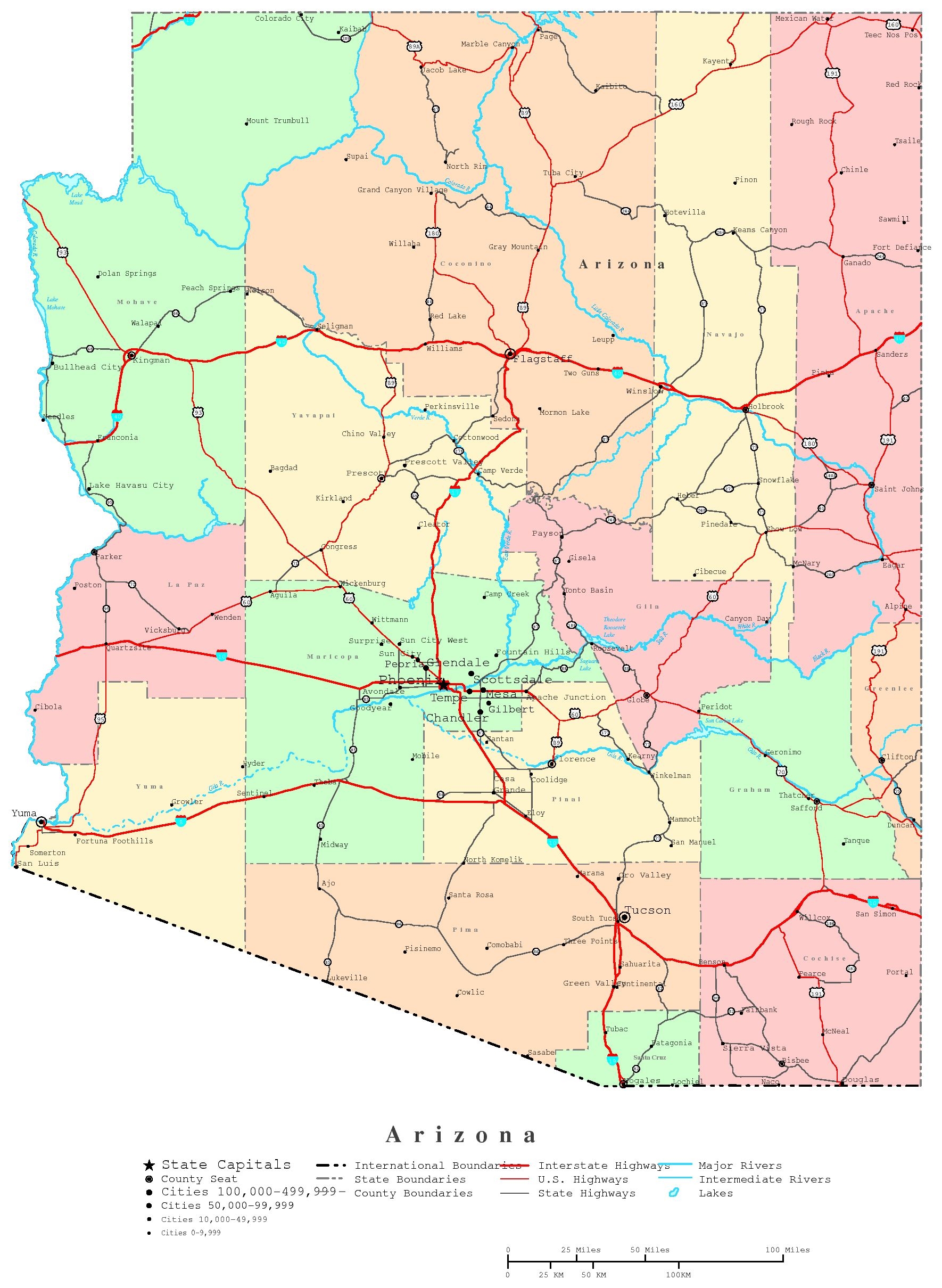 printable map of arizona