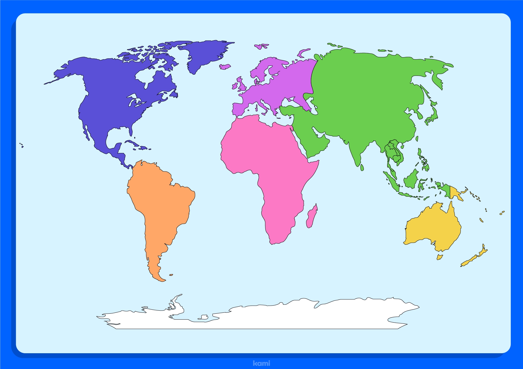 map of continents printable