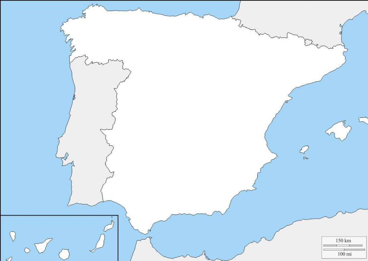 Printable Outline Map Spain Portugal
