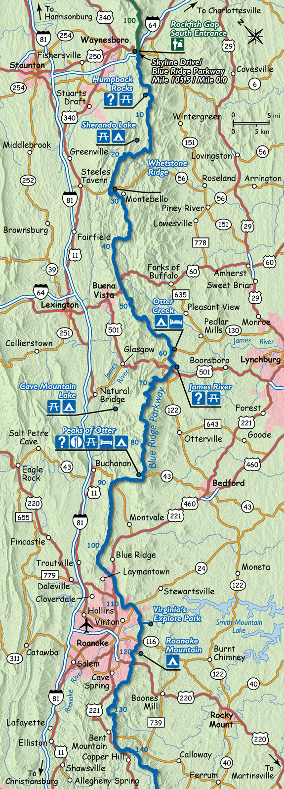 Printable Blue Ridge Parkway Map