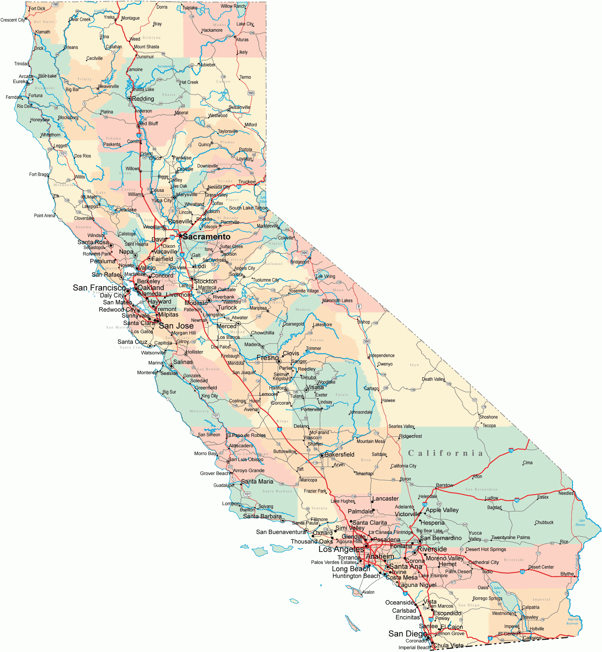 printable map of california