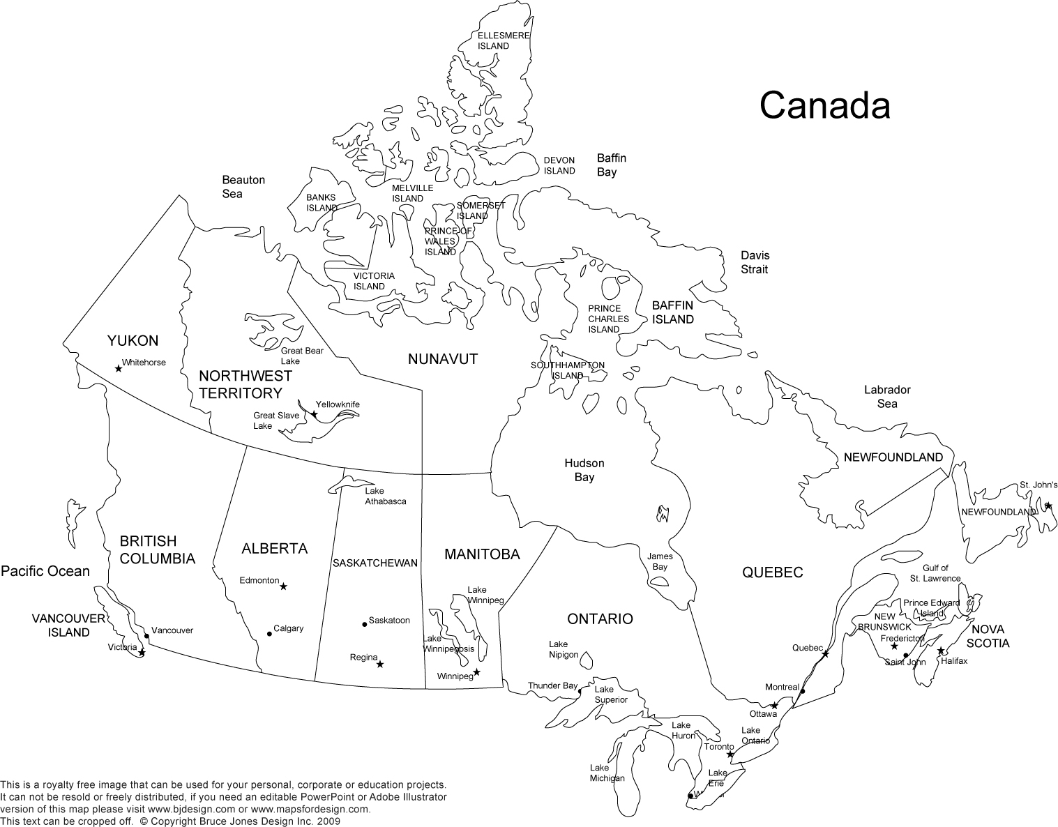 Printable Map Of Canada