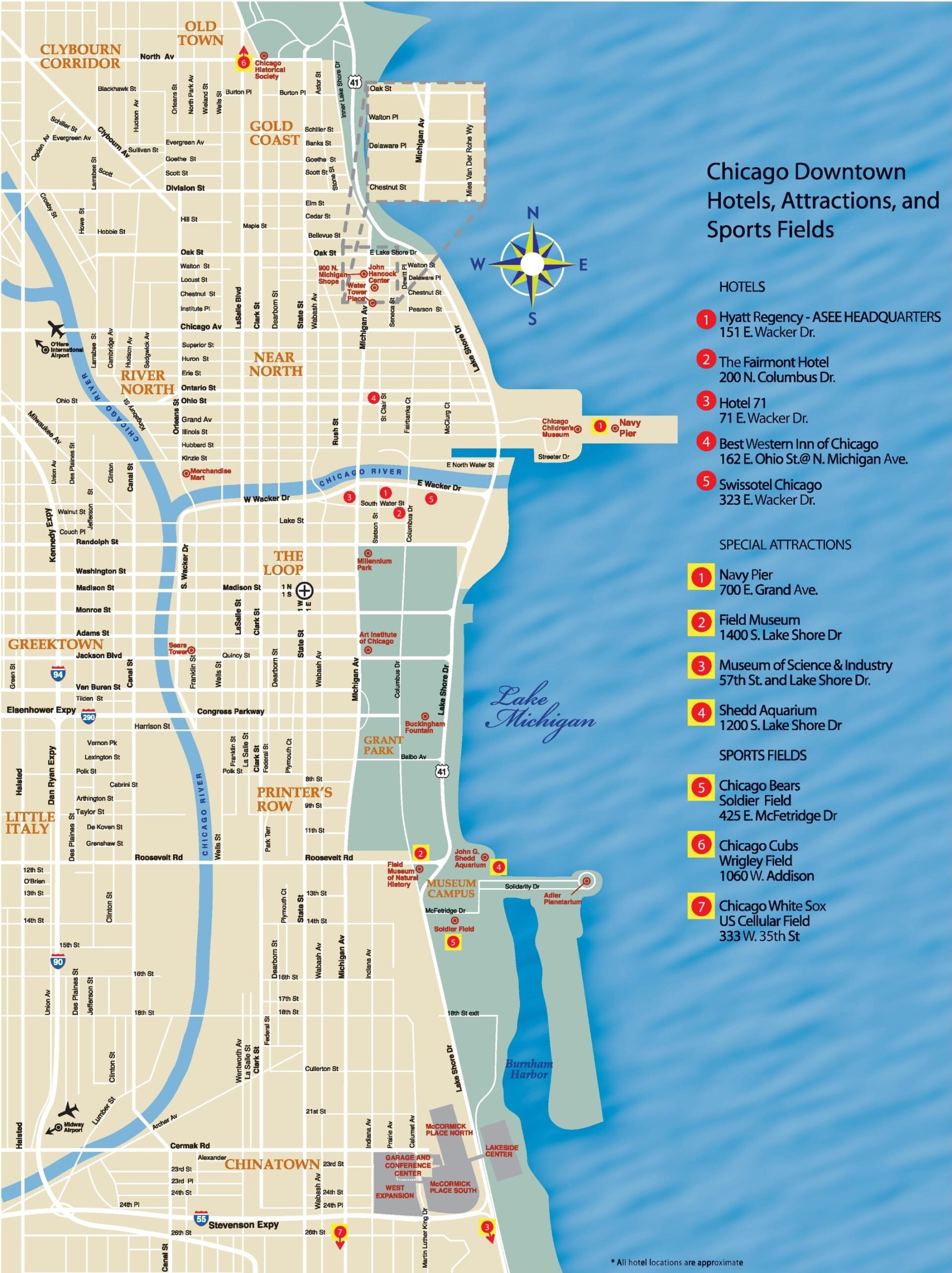 Chicago Downtown Map Ontheworldmap