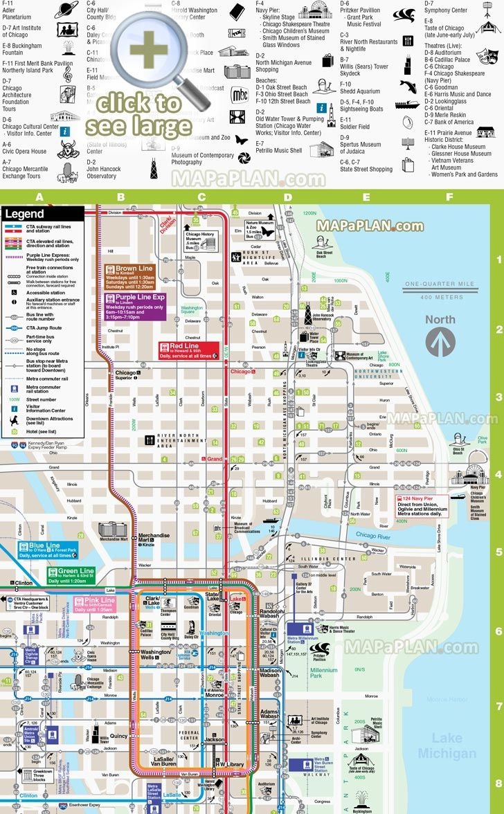 Chicago Maps Top Tourist Attractions Free Printable City Street Map
