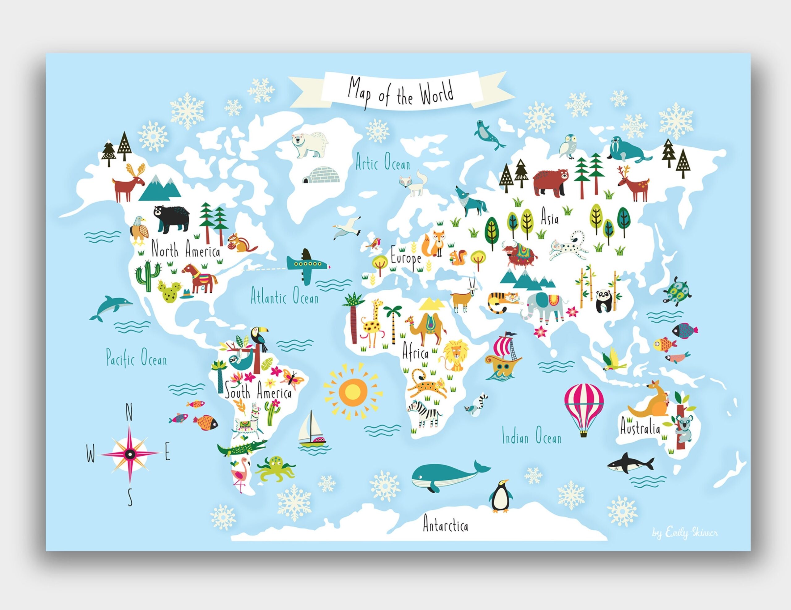 Children s World Map Art Print Instant Download Different Sizes Kids Wall Art Bedroom Decor Nursery Art Etsy
