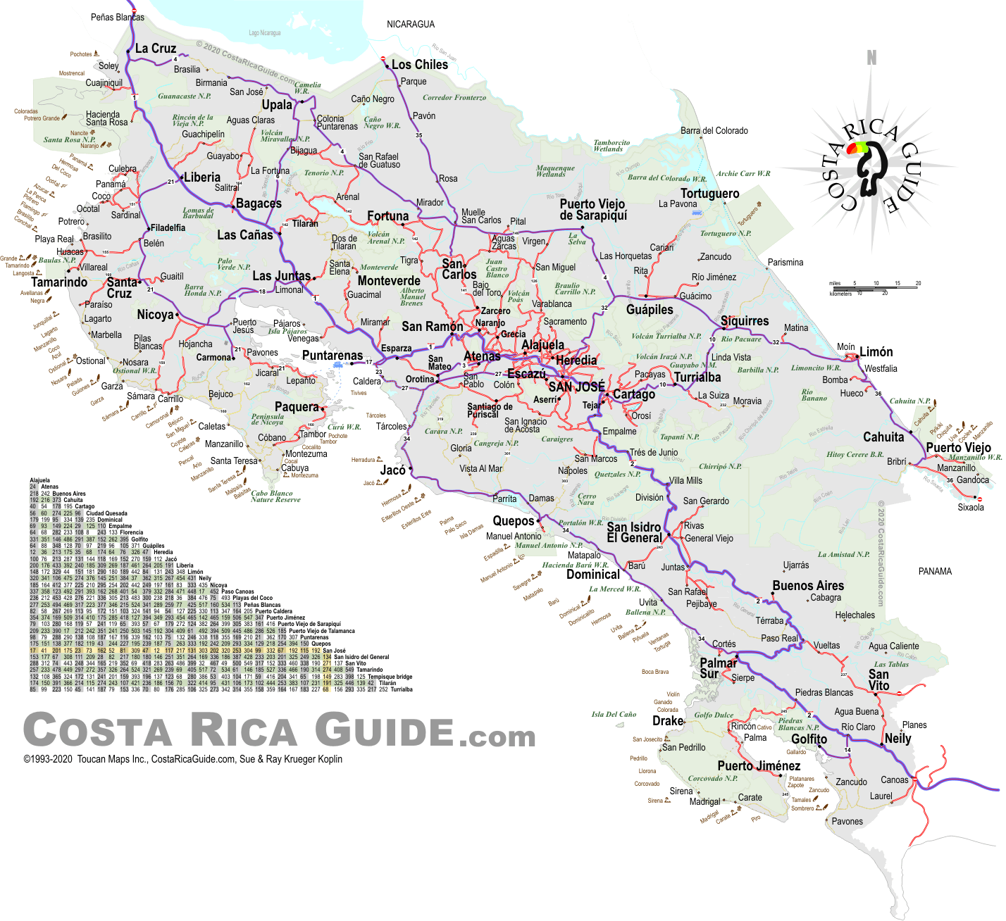 Printable Map Of Costa Rica