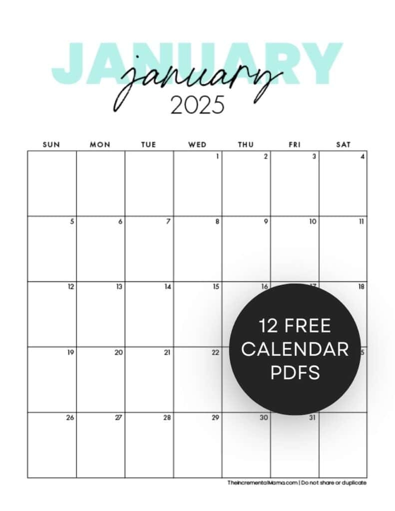 Monthly 2025 Calendar Printable With Goals