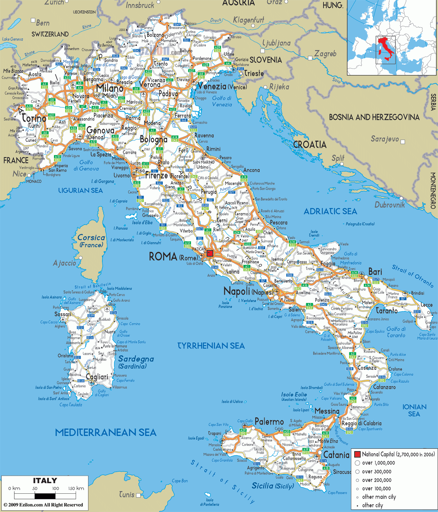 italy printable map