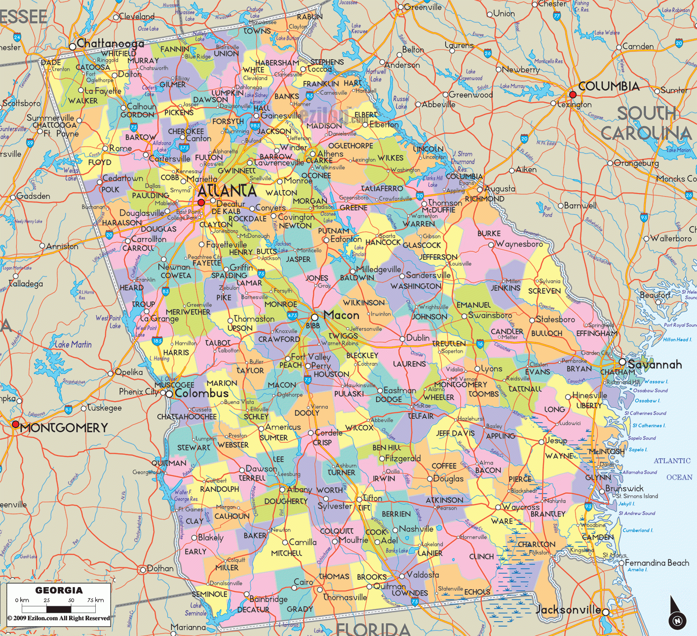 georgia state map printable