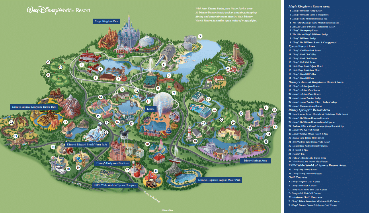 Walt Disney World Resort Map Printable