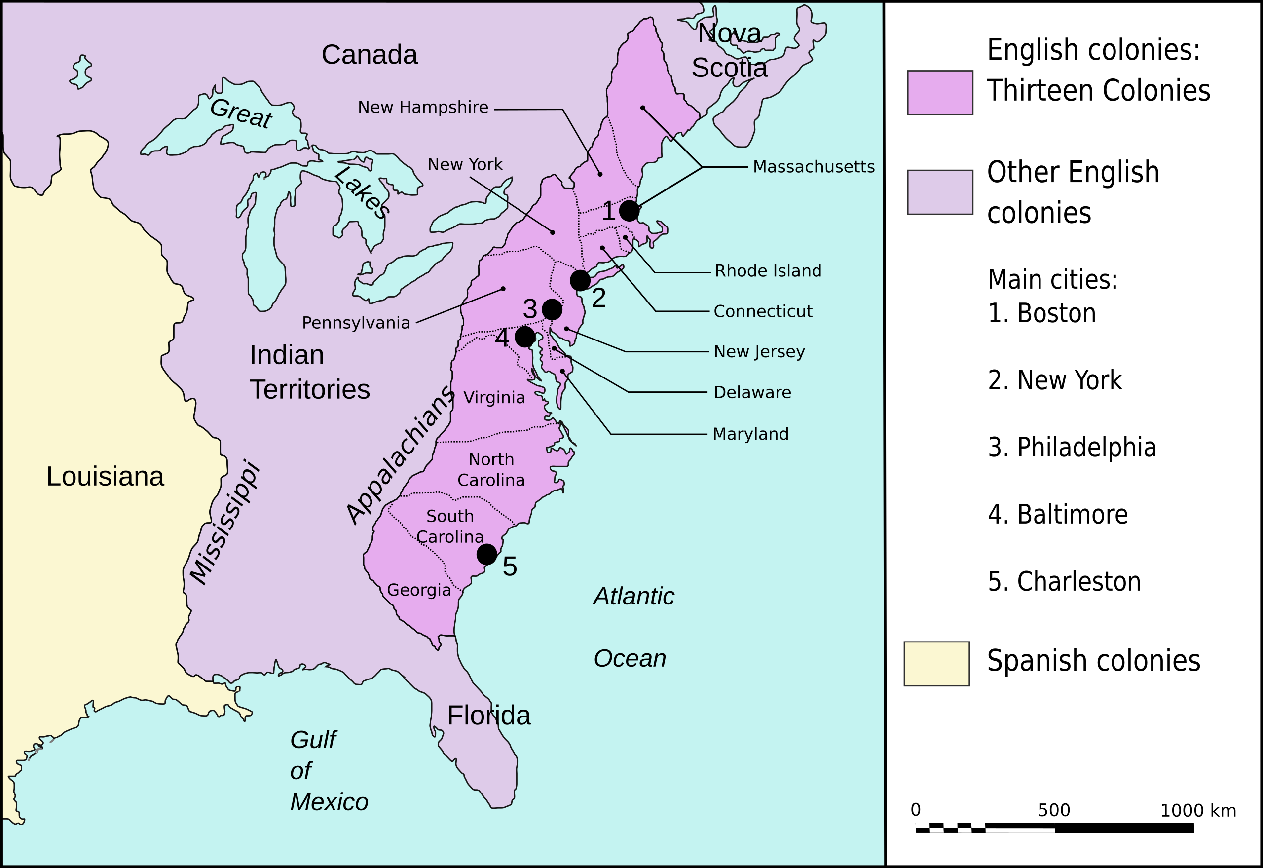 printable 13 colonies map