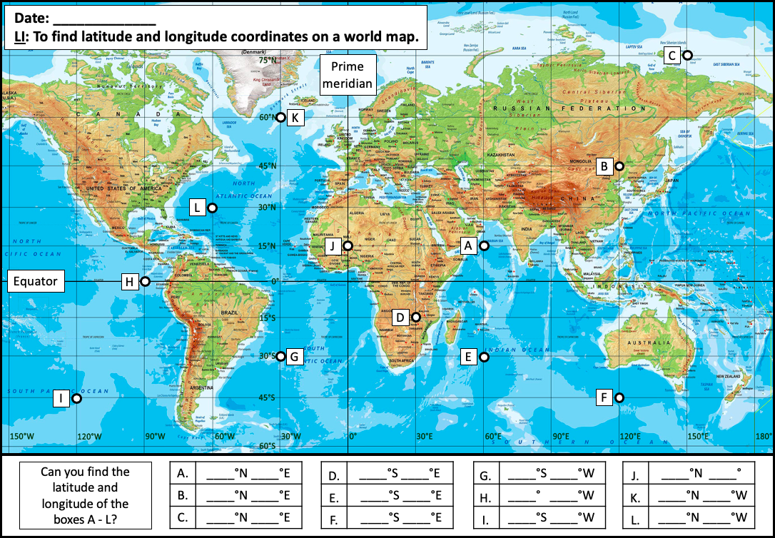 world map latitude and longitude printable