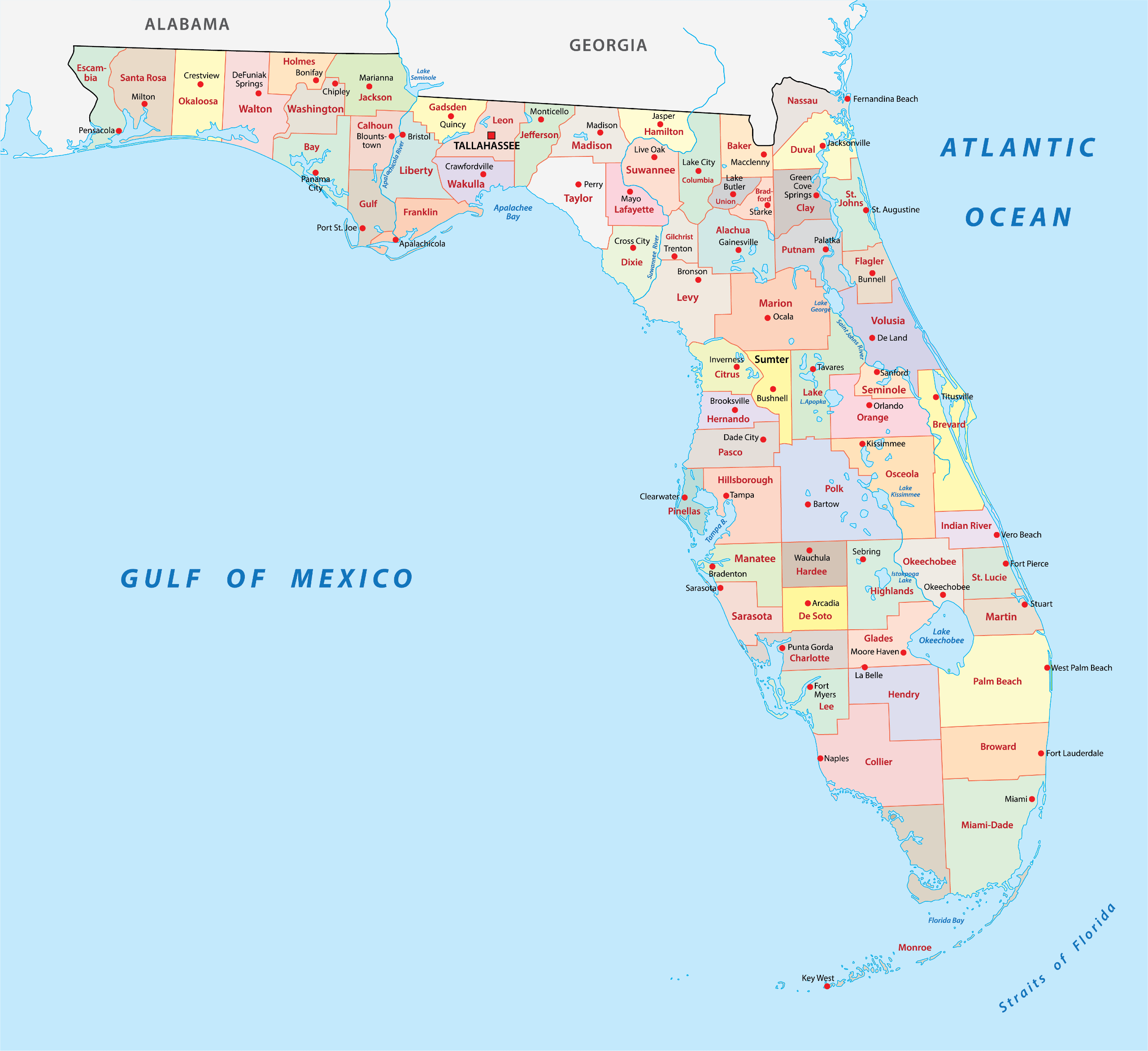 Florida Counties Map Mappr