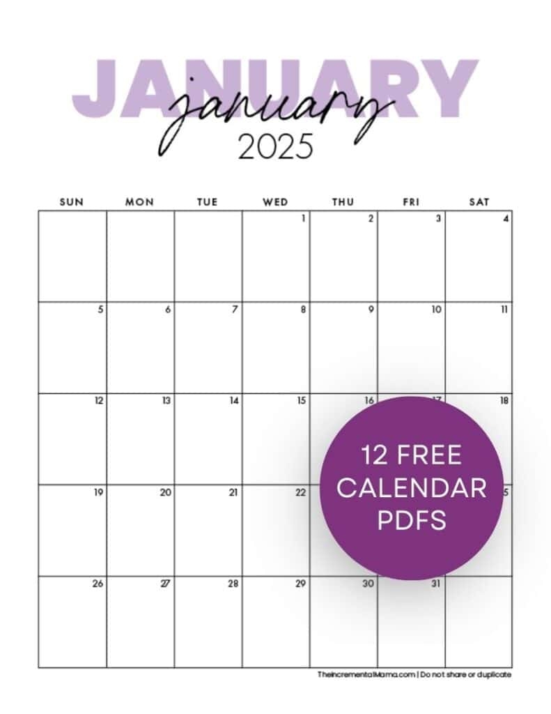 Editable 2025 Calendar Printable PDF