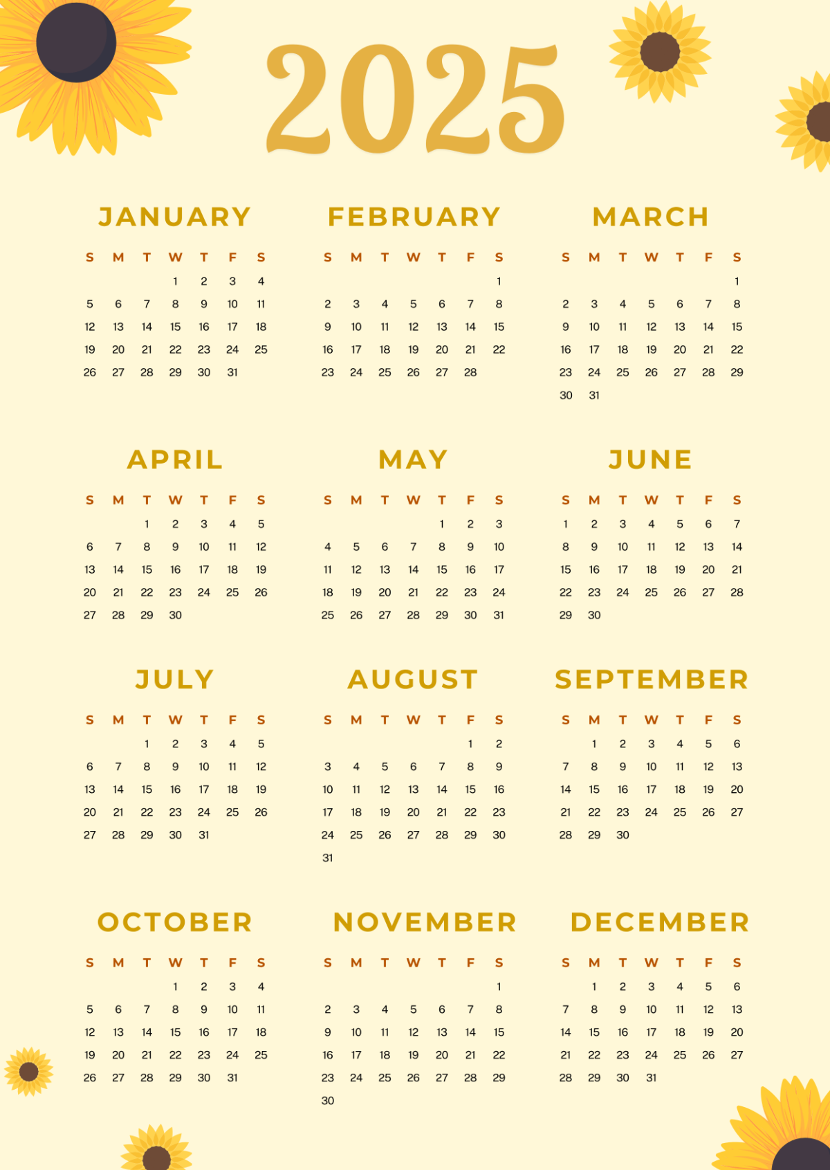 Aesthetic 2025 Calendar Printable PDF