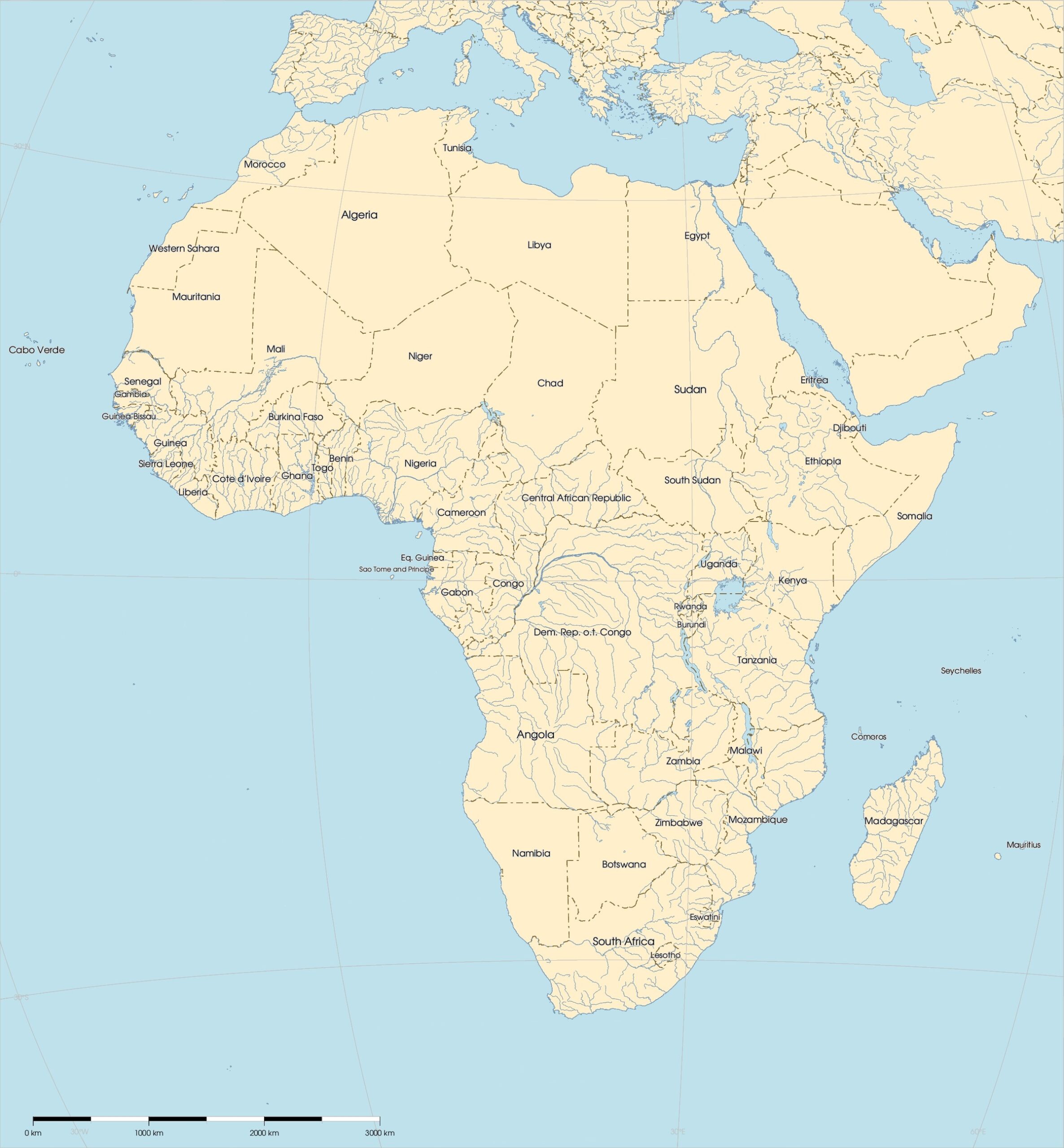 printable blank africa map
