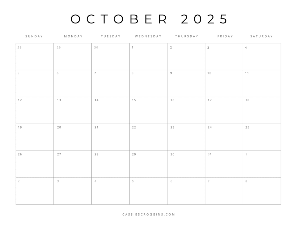 Blank 2025 Calendar Printable Without Holidays