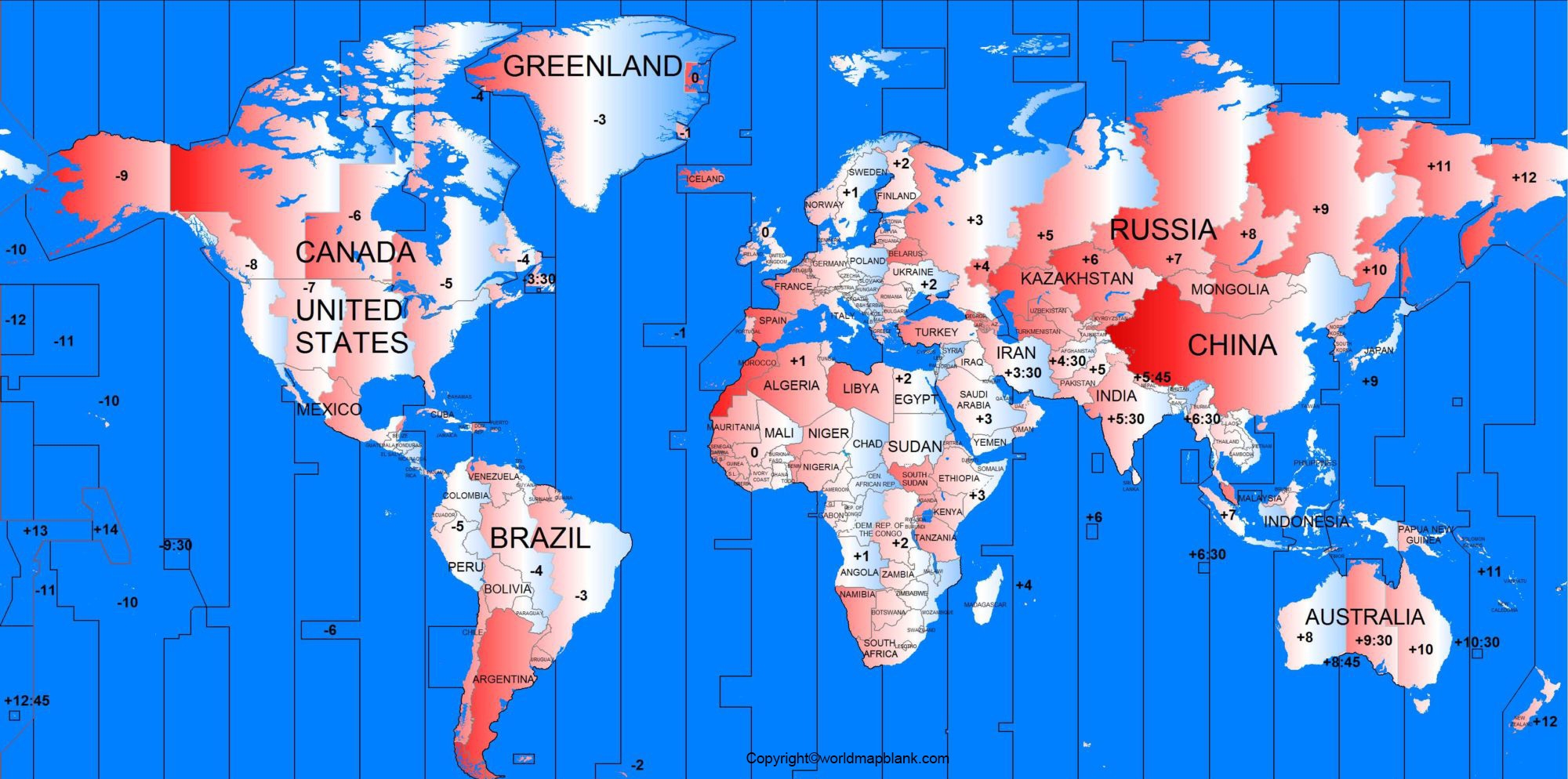 world time zone map printable