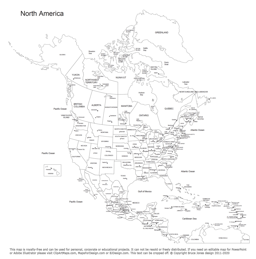 north america map printable
