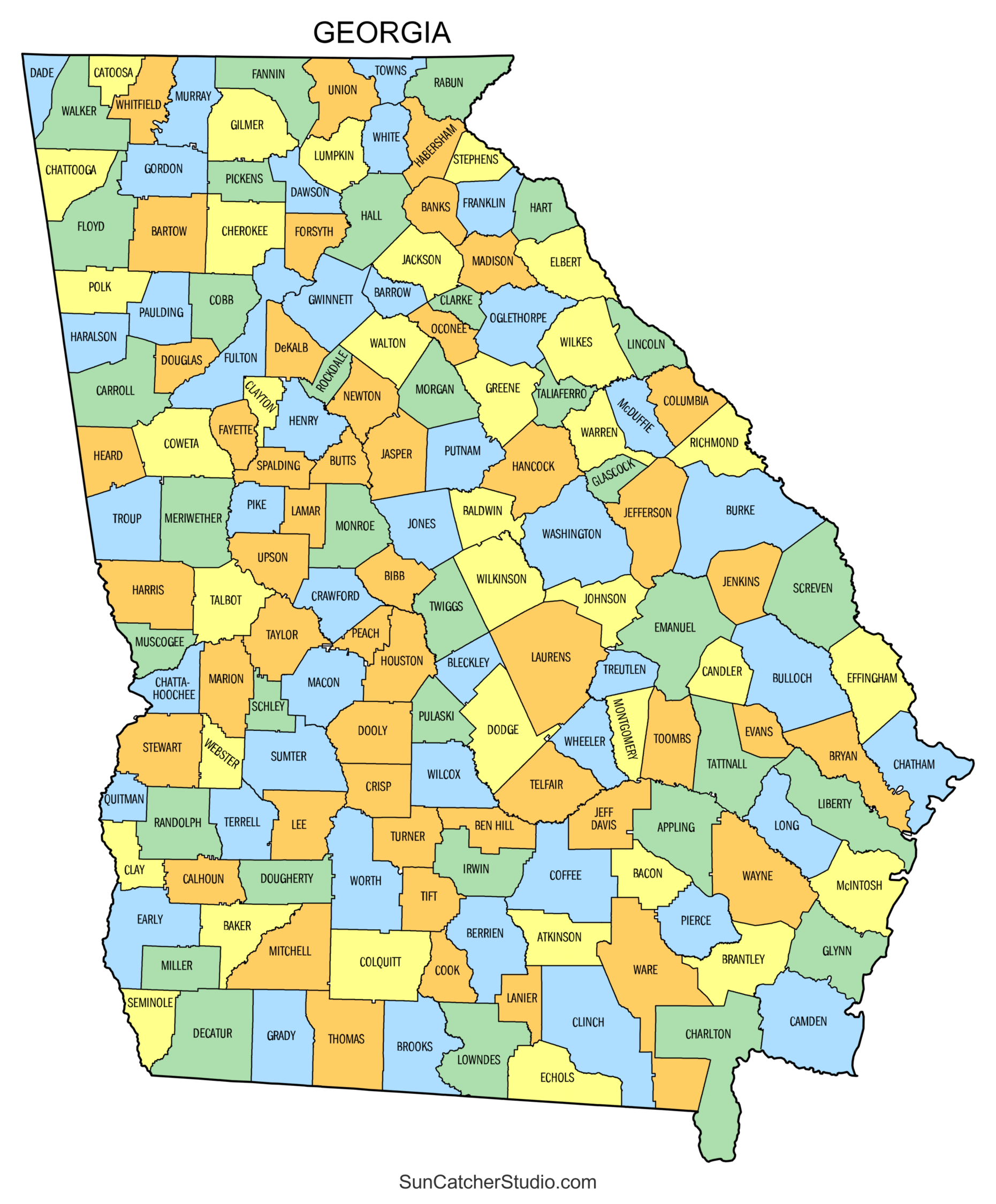 Georgia County Map Printable