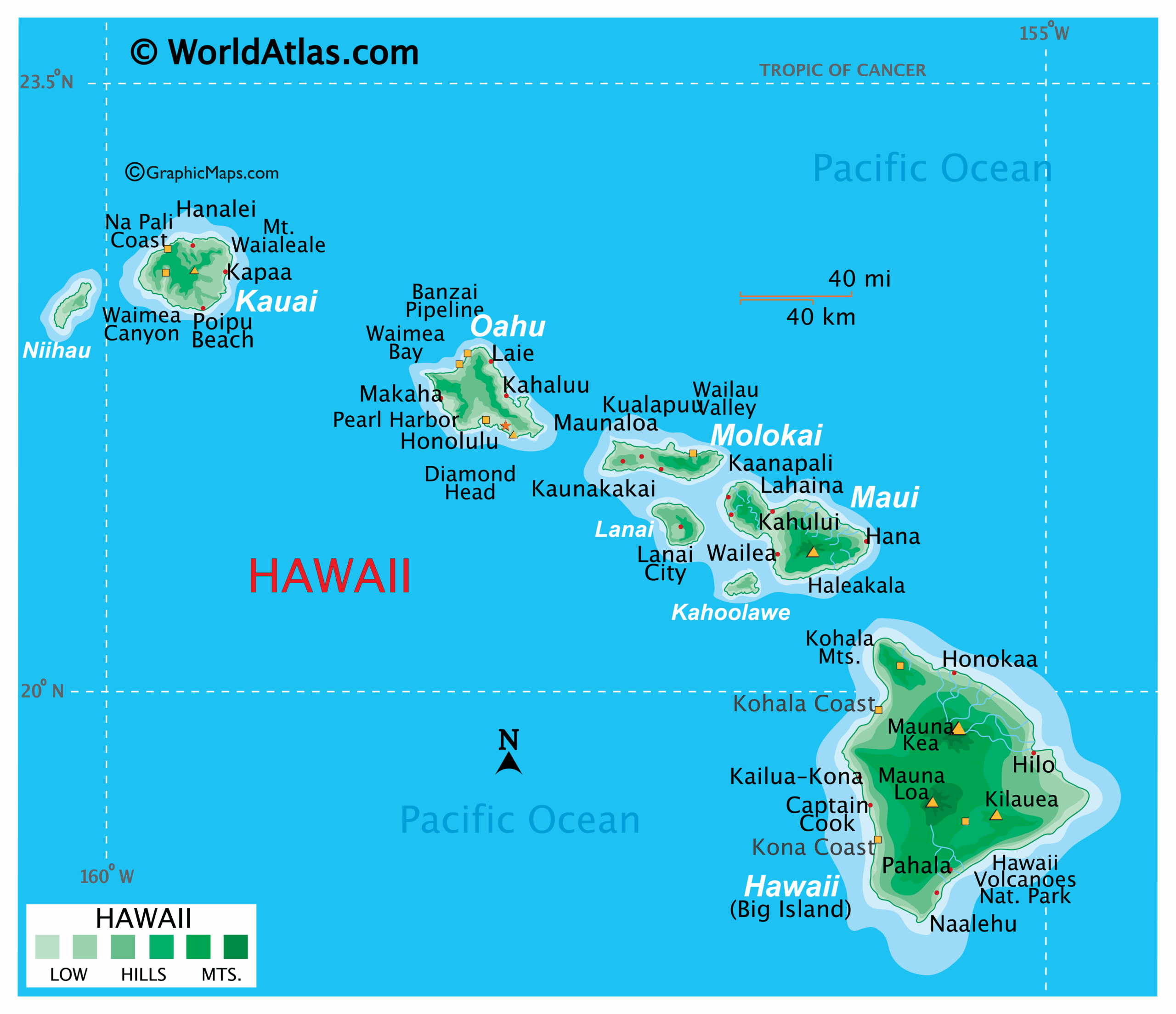 Map Of Hawaiian Islands Printable