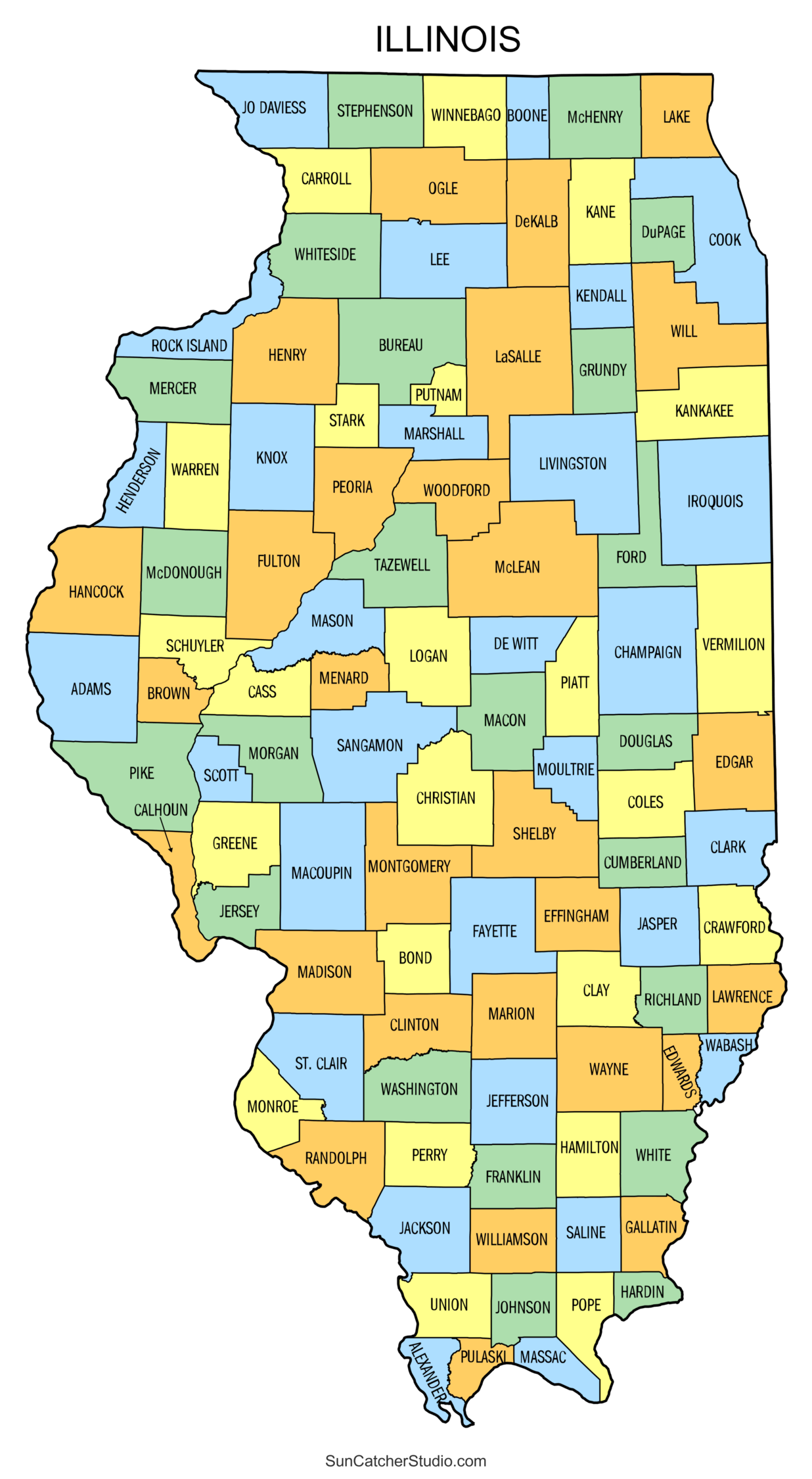 Illinois County Map Printable State Map With County Lines Free Printables Monograms Design Tools Patterns DIY Projects