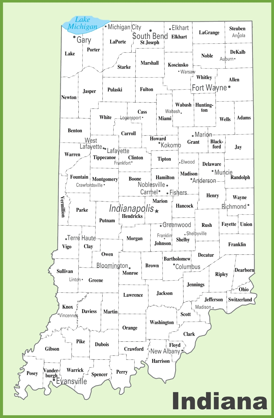 Indiana County Map Ontheworldmap