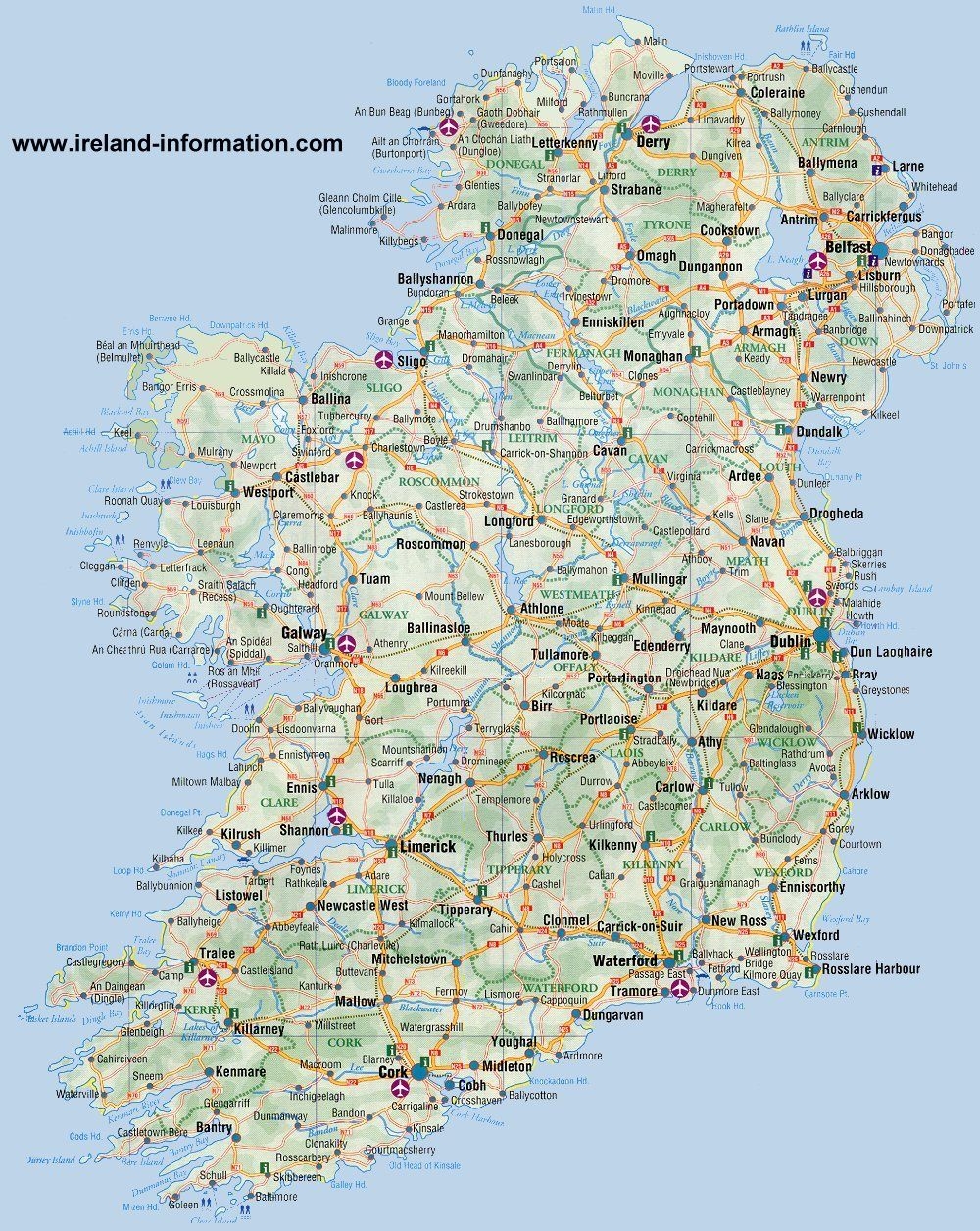 Ireland Printable Map