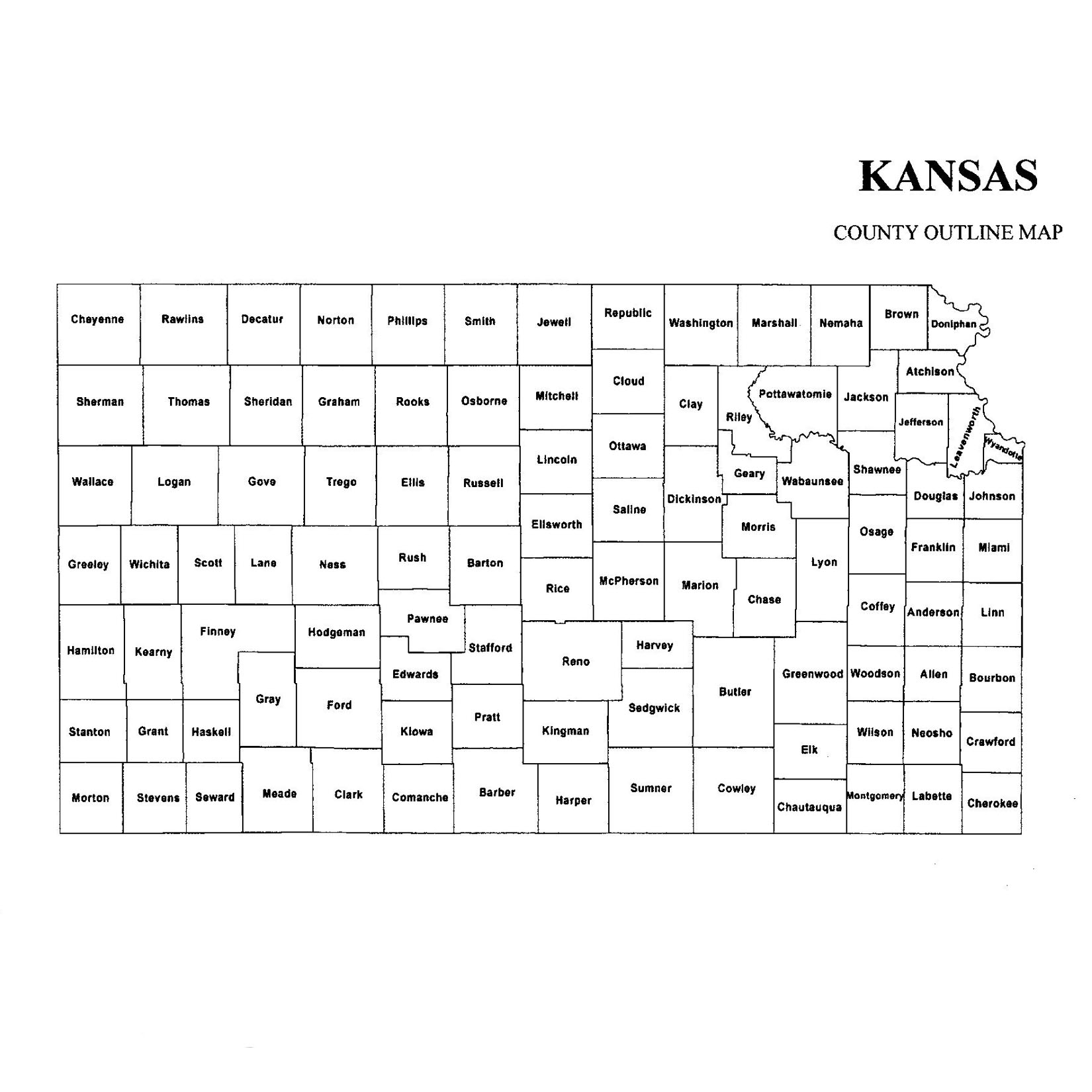 kansas county map printable
