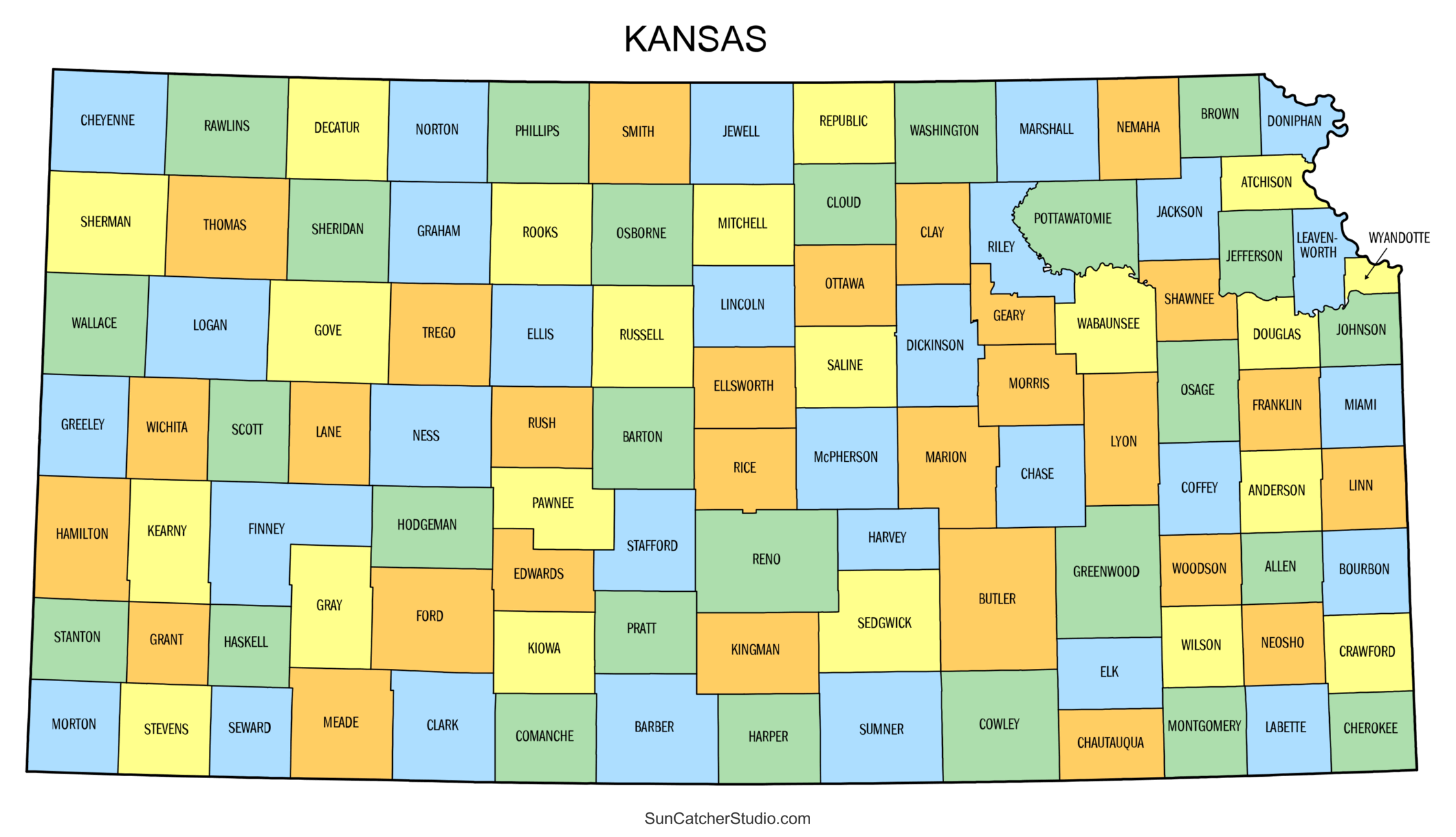 Kansas County Map Printable