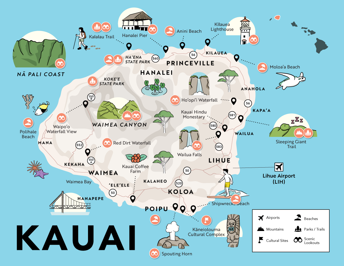 Kauai Printable Map