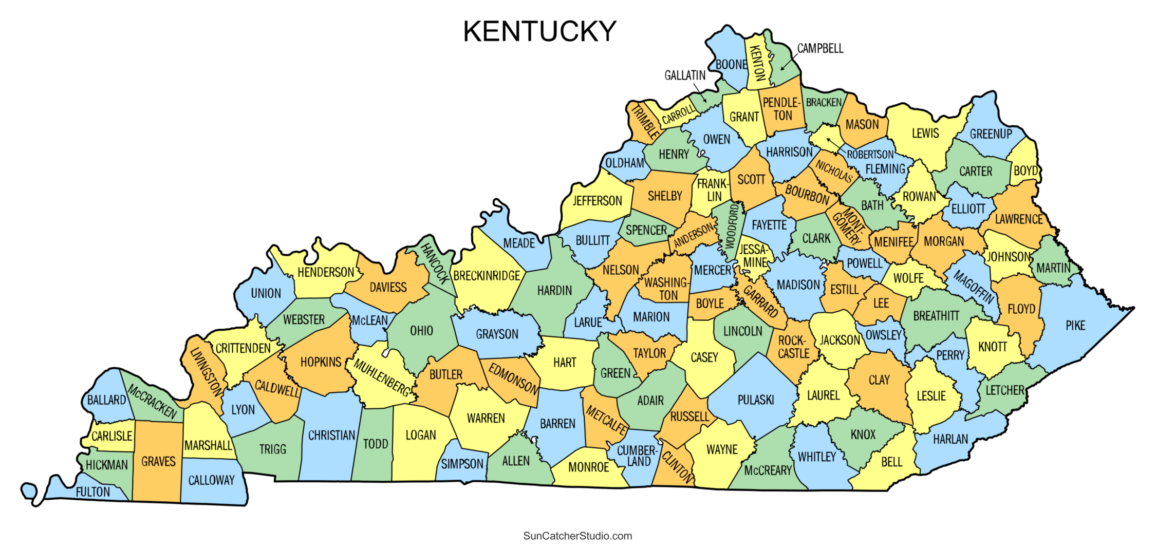 Printable County Map Of Kentucky
