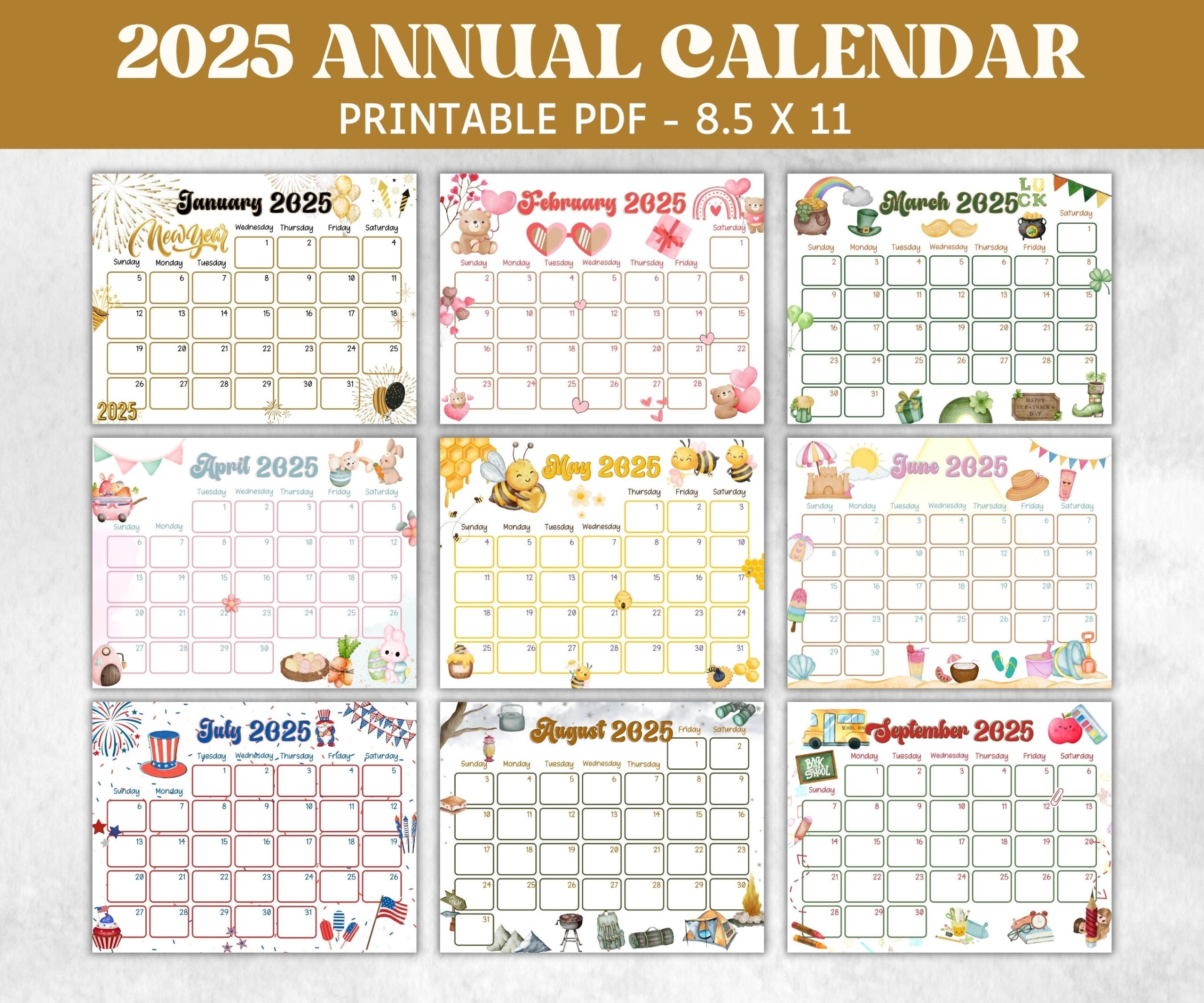 2025 Calendar Printable For Kids