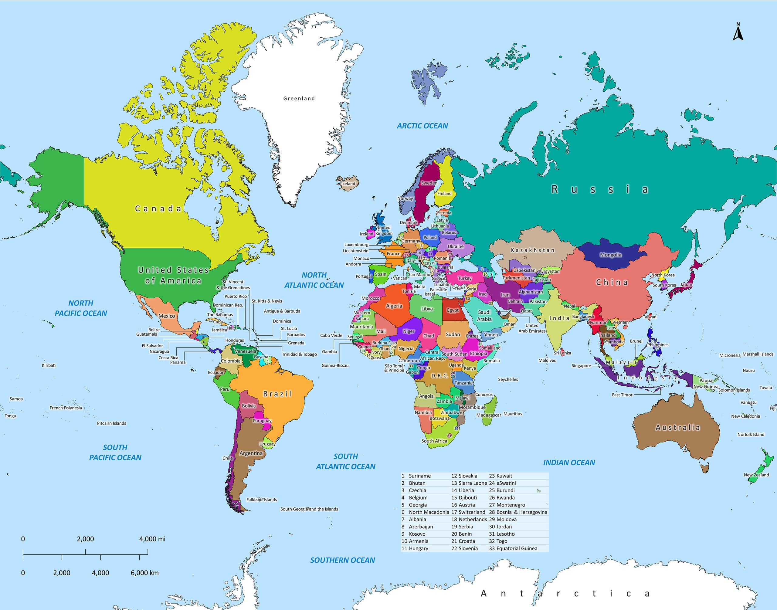 Printable Countries Of The World Map
