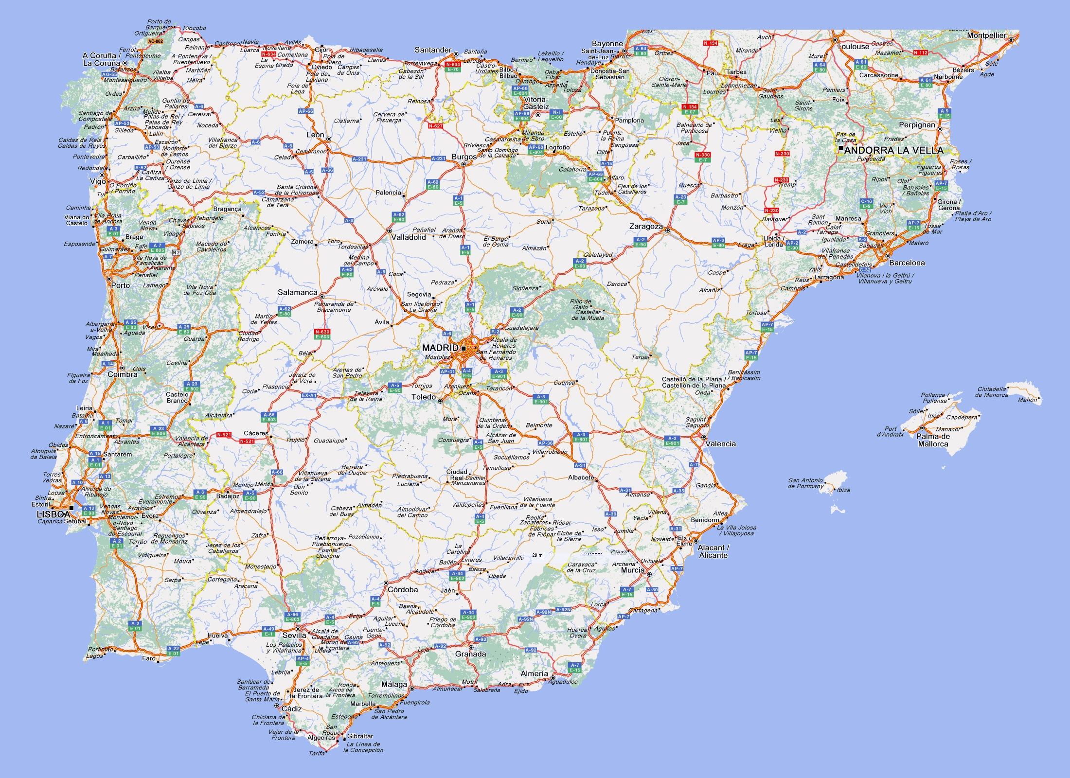Large Detailed Highways Map Of Spain And Portugal With Cities Vidiani Maps Of All Countries In One Place Large Detailed Highways Map Of Spain And Portugal With Cities Vidiani Maps Of All Countries In One Place