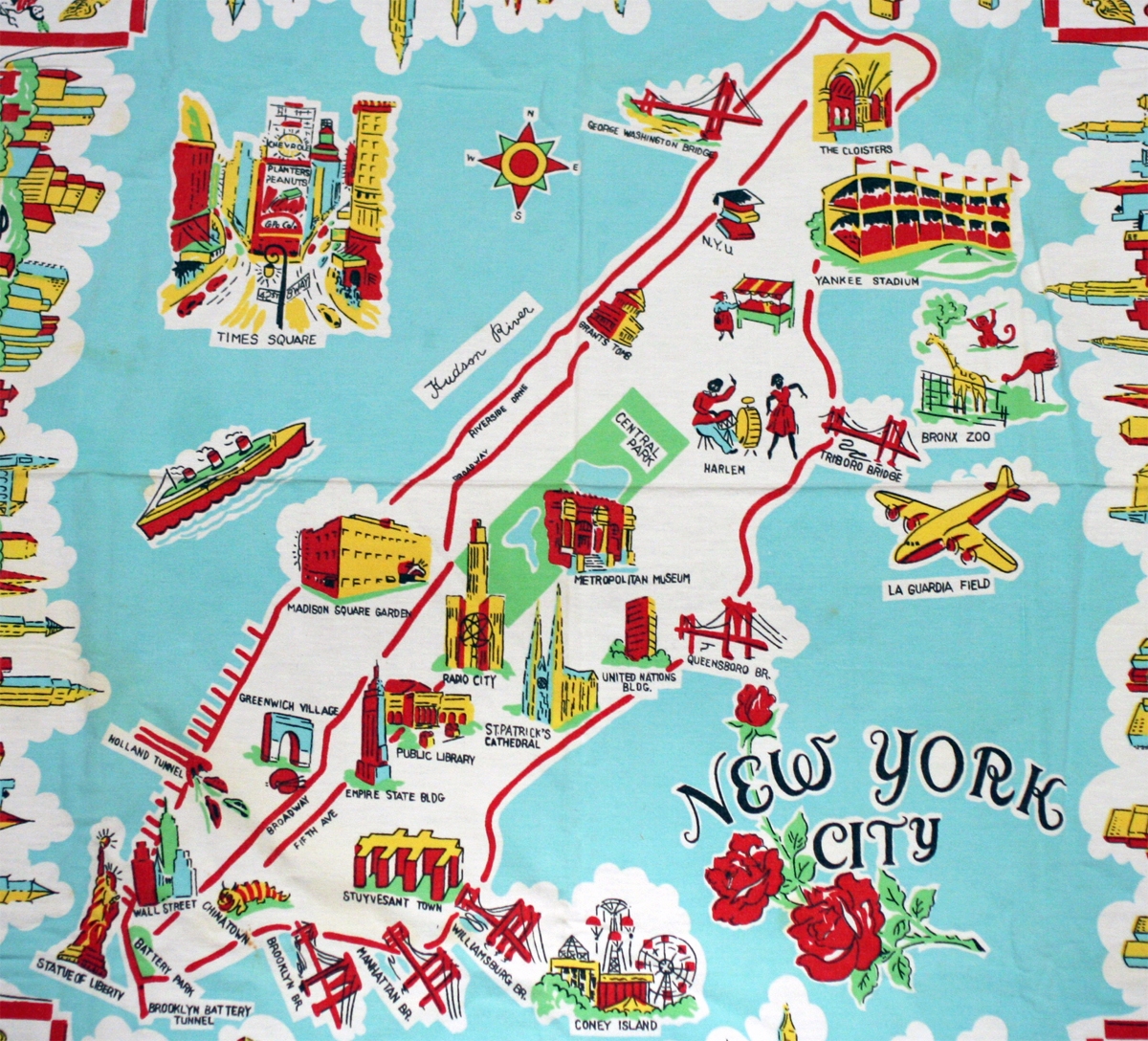 Large Illustrated Tourist Map Of New York City Vidiani Maps Of All Countries In One Place