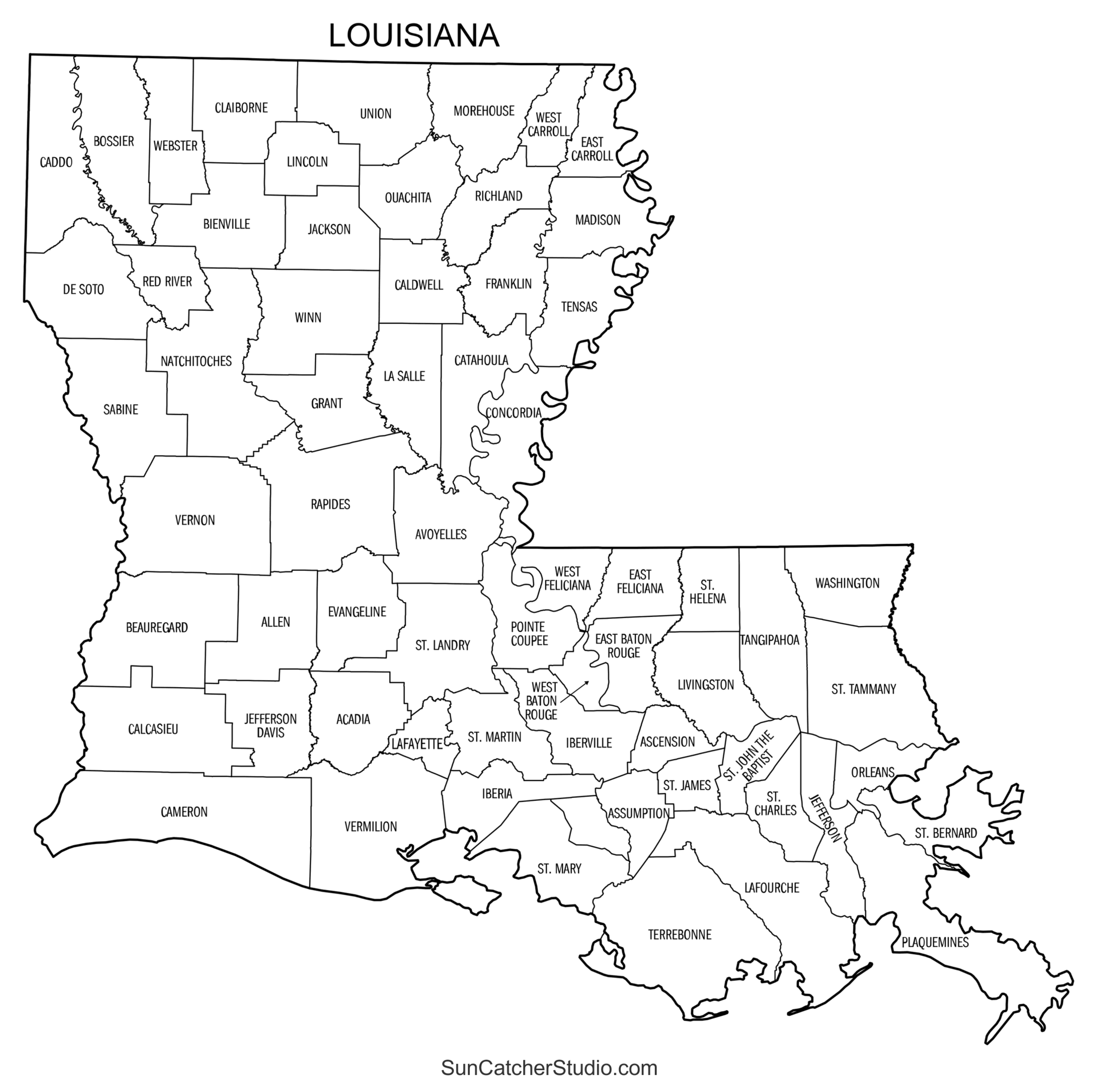 Printable Louisiana Parish Map