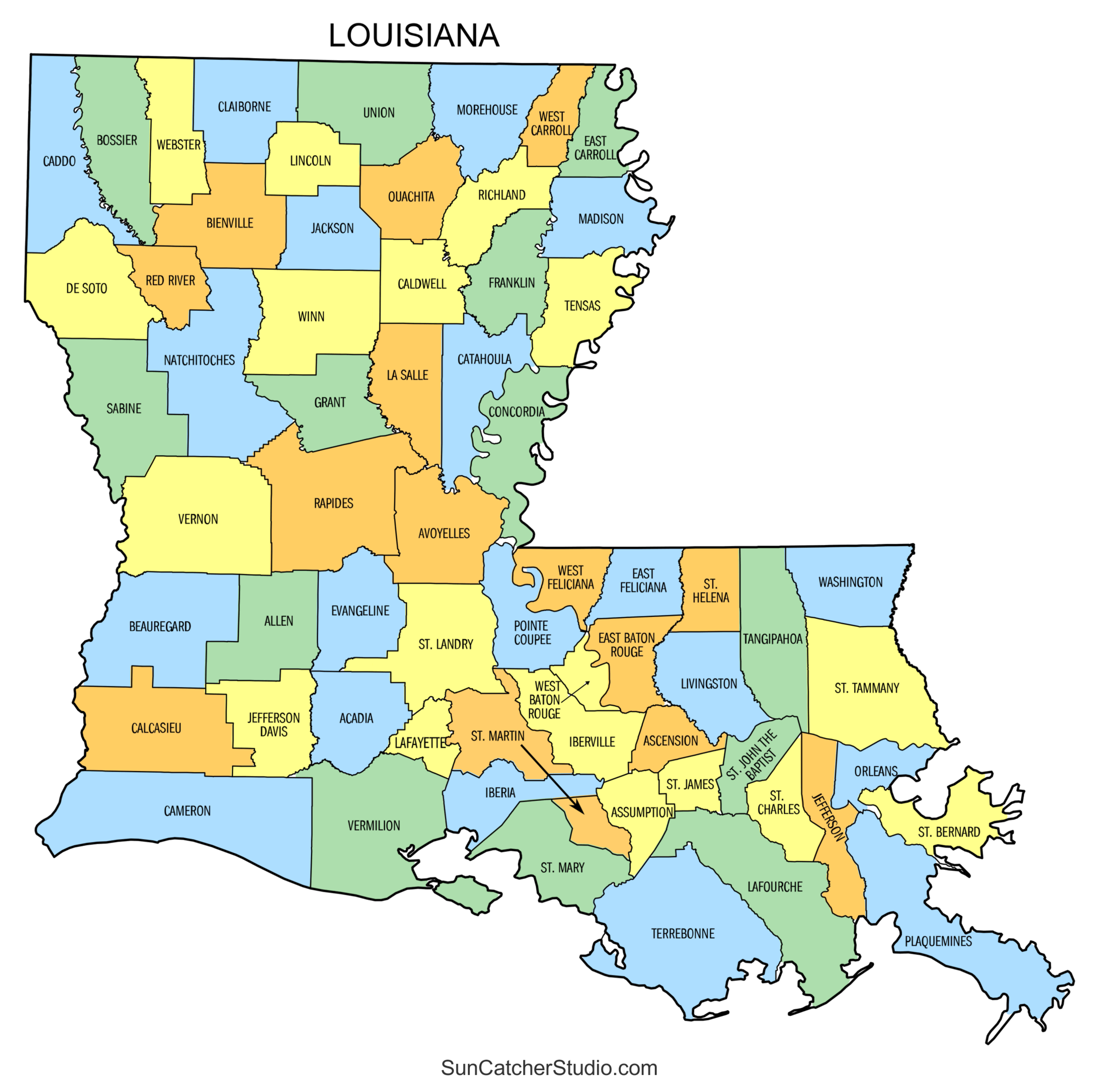 Louisiana County Map Printable State Map With County Lines Free Printables Monograms Design Tools Patterns DIY Projects