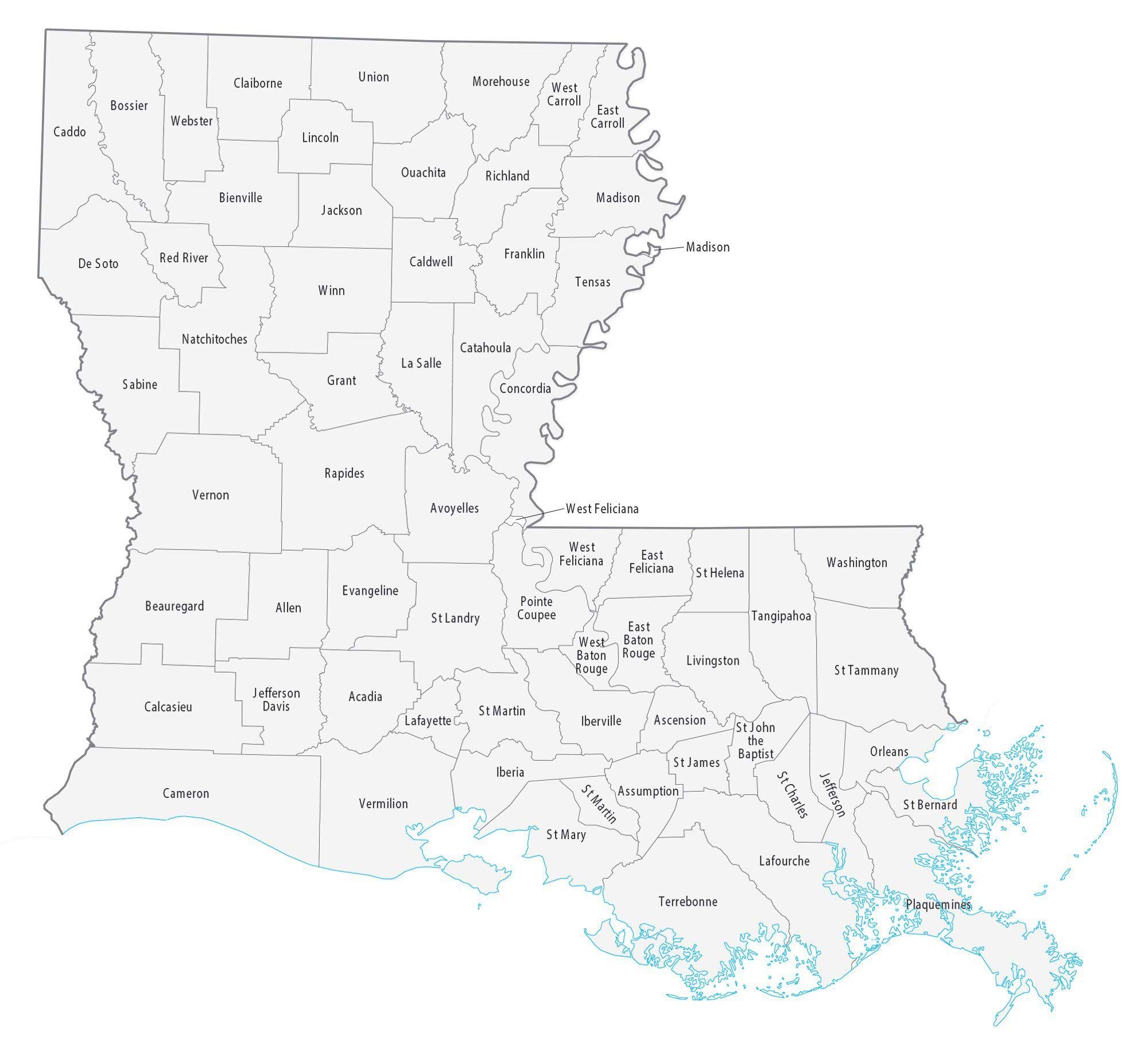 Louisiana Parish Map Printable