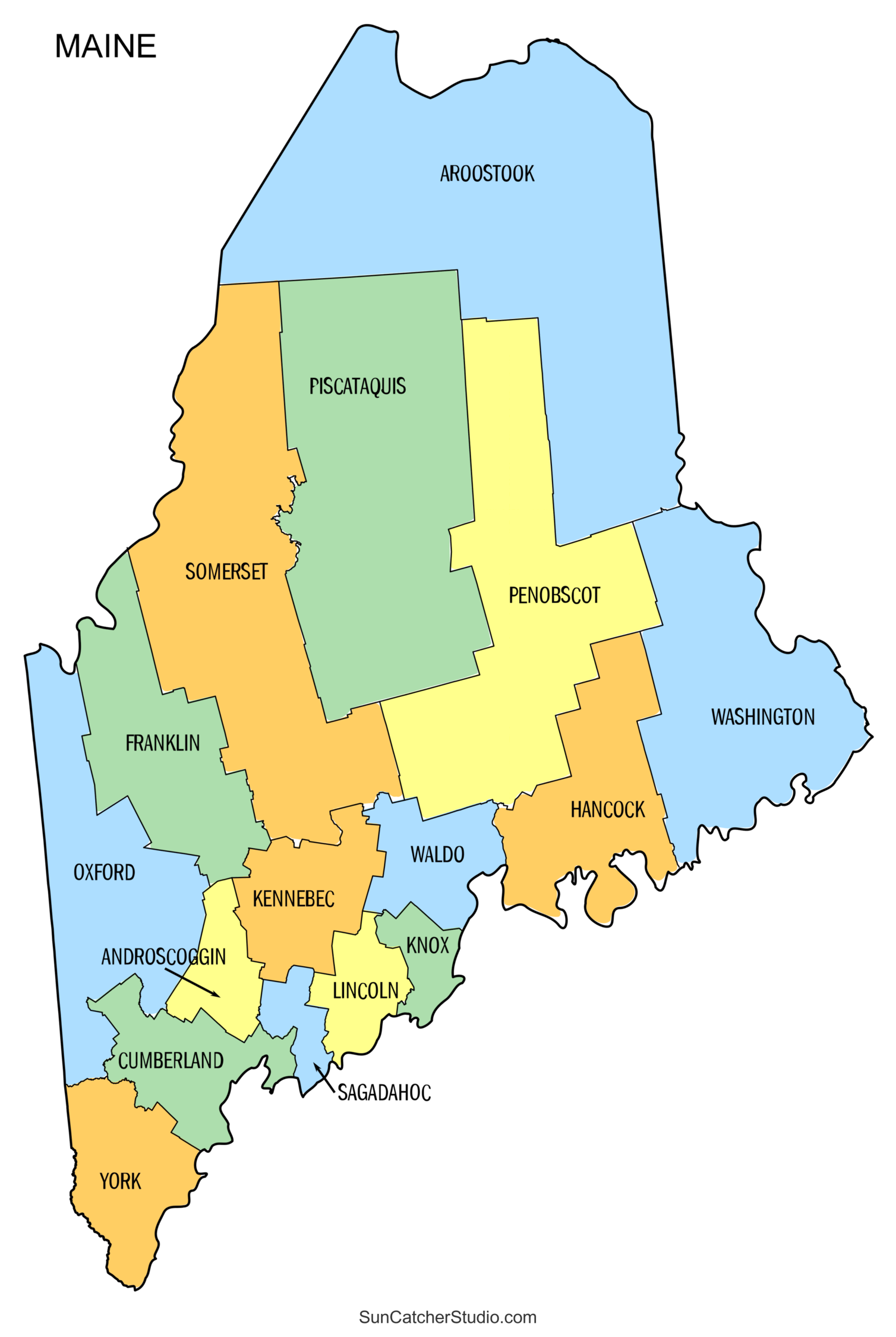 Maine County Map Printable
