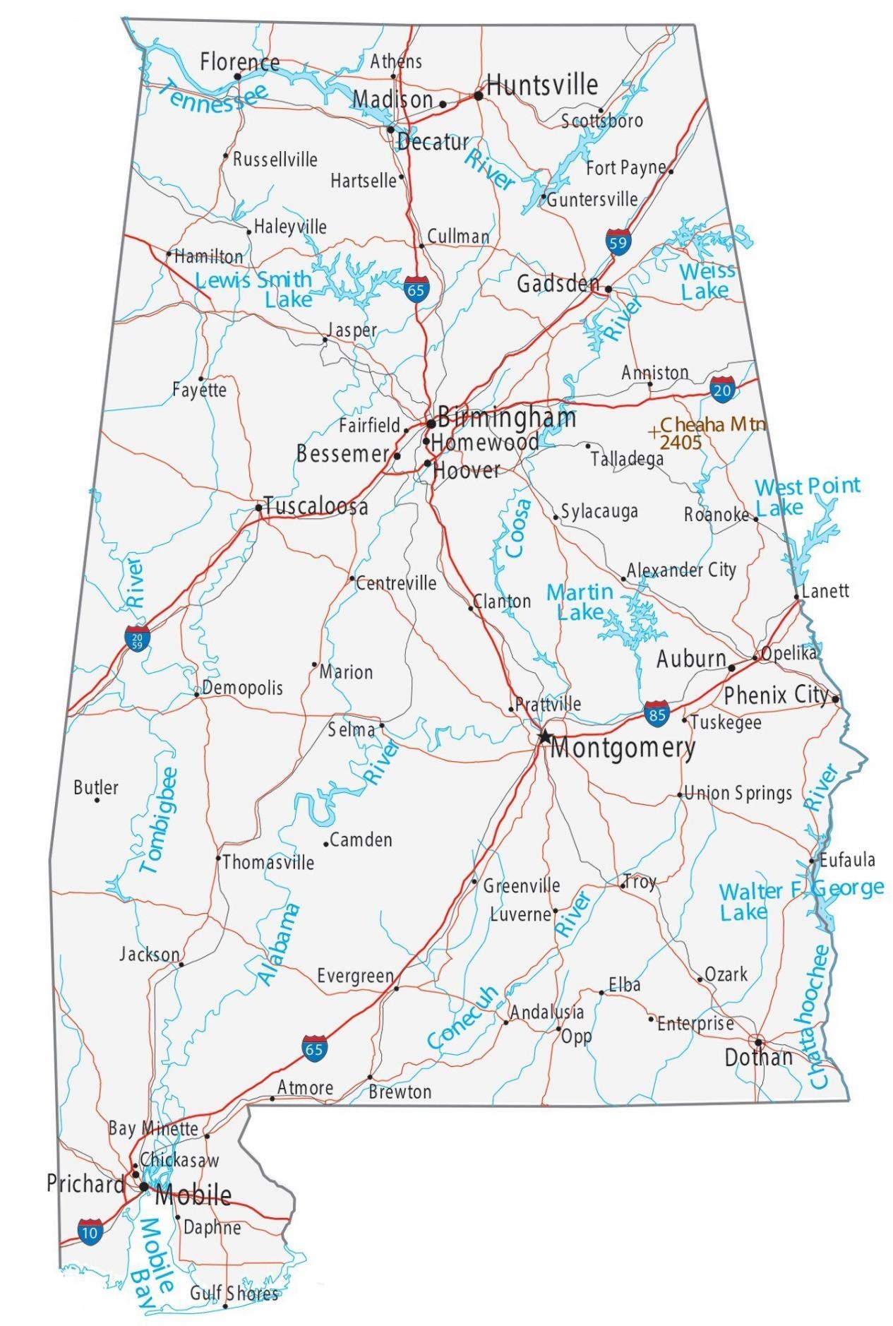 Printable Map Of Alabama